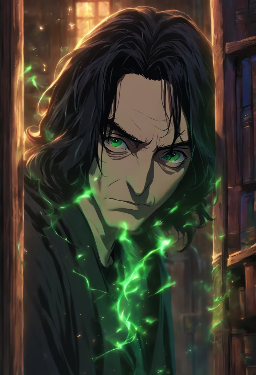 Severus Snape’s eyebrows creased in thought and, without a word, he swept past Harry Potter and entered the kitchen, closing the door quietly behind him.