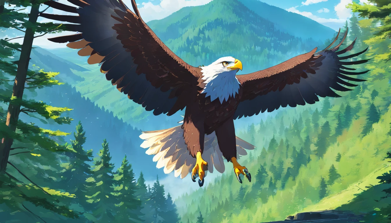 REALISTIC EAGLE flying in the black forest