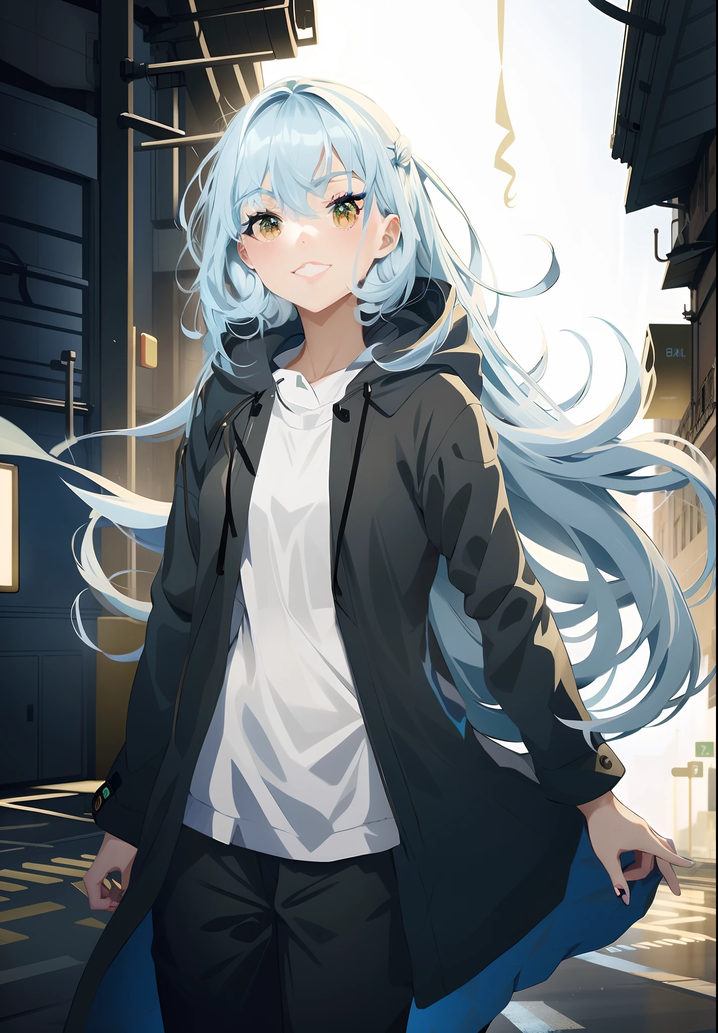 anime - style image of a woman with blue hair and a black coat, best anime 4k konachan wallpaper, anime moe artstyle, anime girl with teal hair, anime style 4 k, anime art wallpaper 8 k, rimuru, mikudayo, official artwork, rimuru tempest, official art, anime art wallpaper 4k
