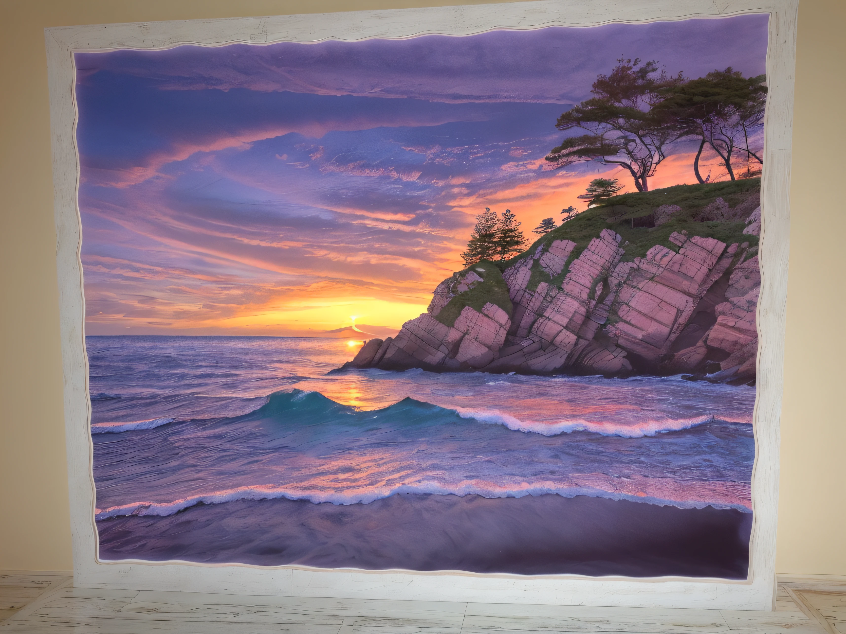 (a silent night,gorgeous sunset:P,serene purple waves,tranquil sea,beautiful rocky coast,peaceful skyline)