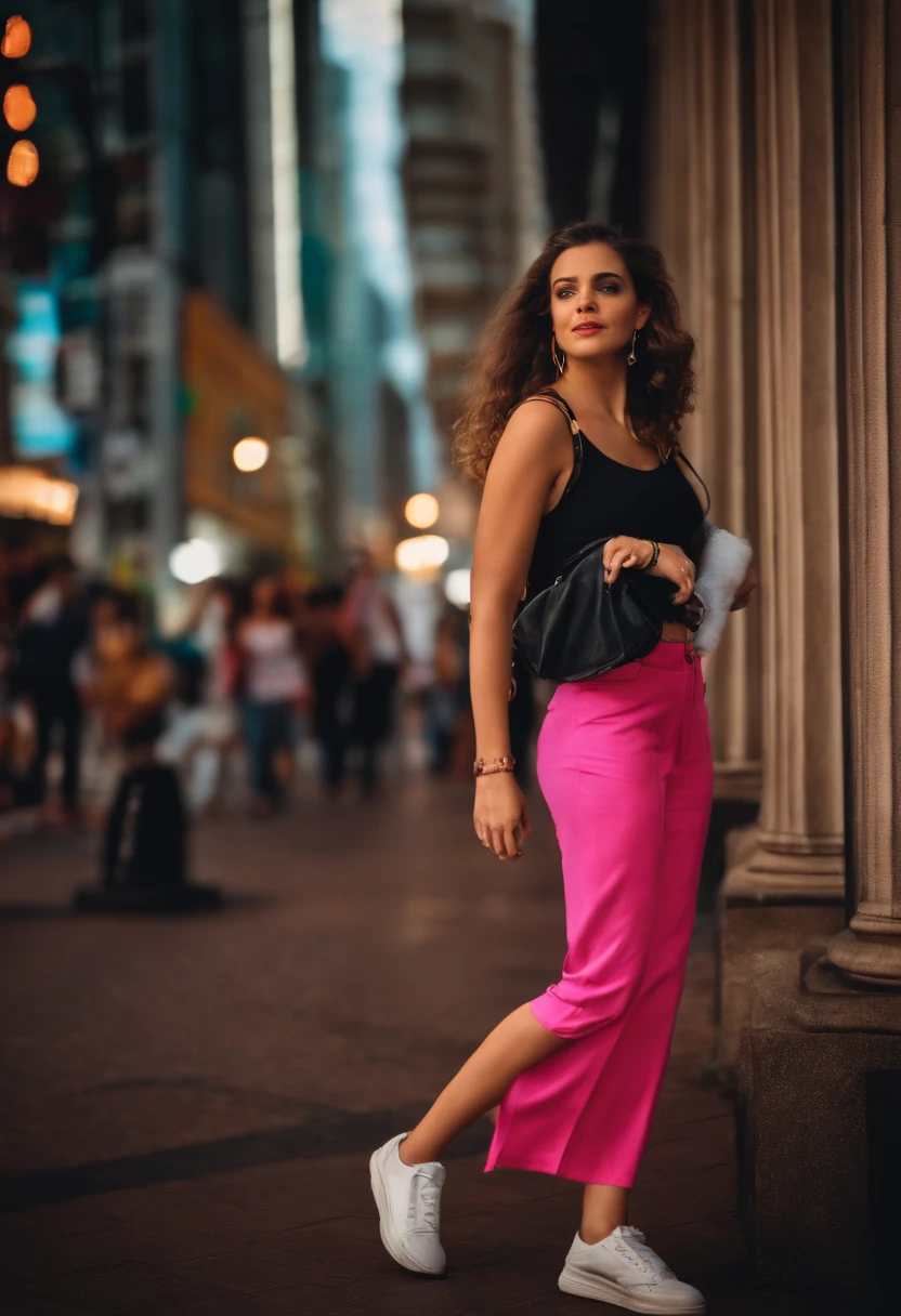 a girl, com super poderes , passeando na avenida Paulista