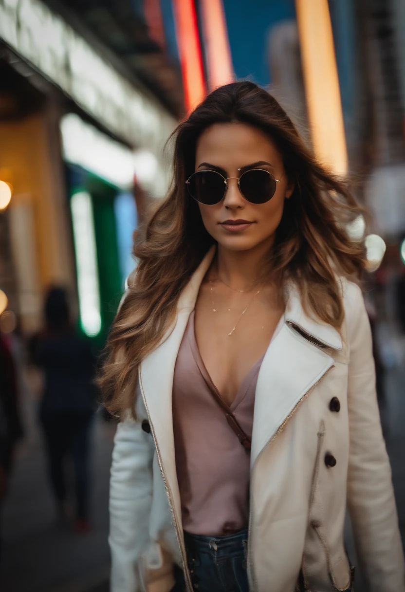 a girl, com super poderes , passeando na avenida Paulista
