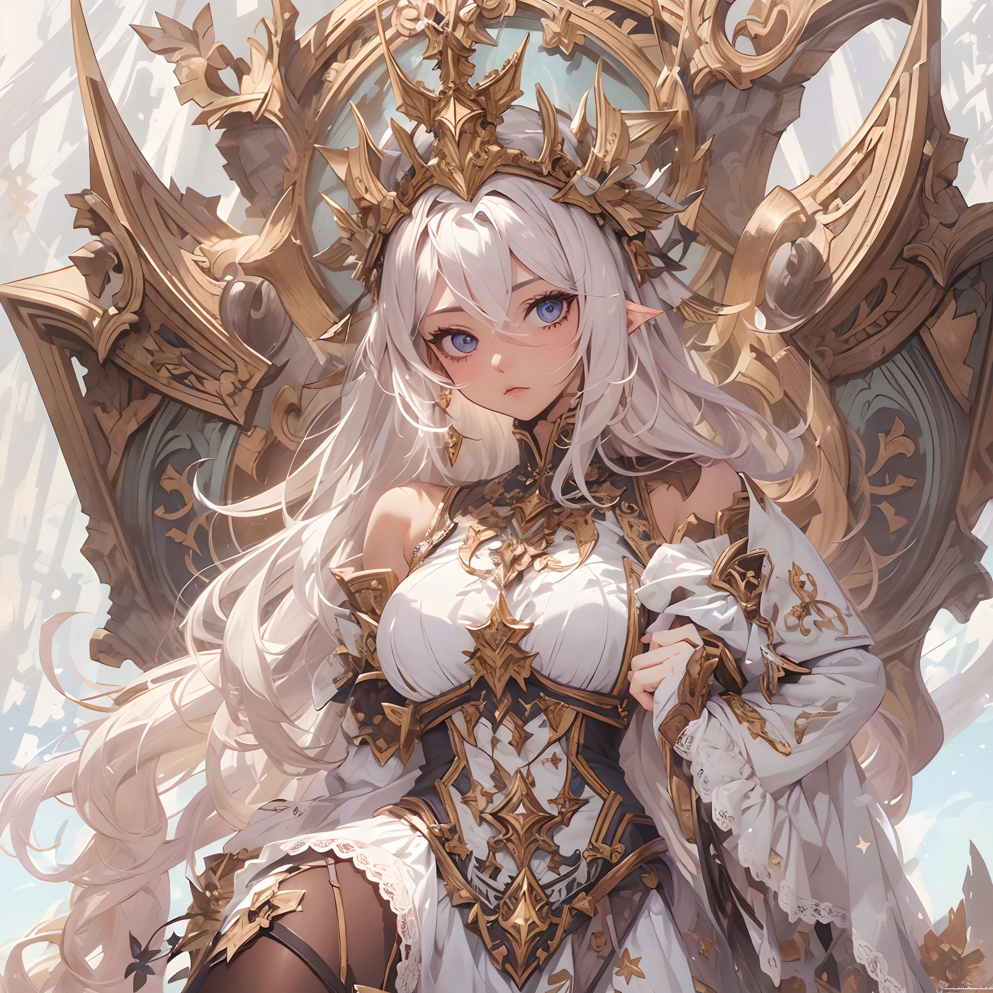 ((Masterpiece, Highest quality)), Detailed face, CharacterDesignSheet, full bodyesbian, Full of details, Multiple poses and expressions, Highly detailed, Depth, Many parts,Beautiful paladin girl,Holding a shield,Extremely beautiful,High Balance, Natural light, Lace,lacepantyhose,starrysky,Star decoration