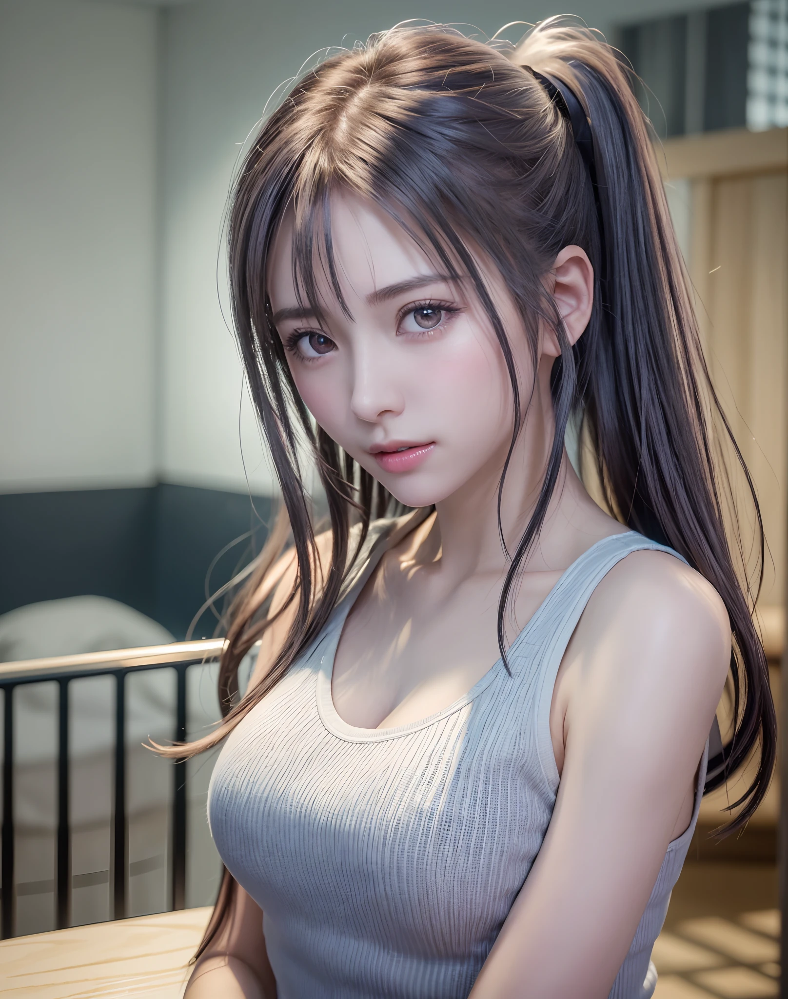 1 female, high resolution, Long hair, Ponytail, High Detail, best quality, masterpiece, Fashionable clothing,on the street,shop