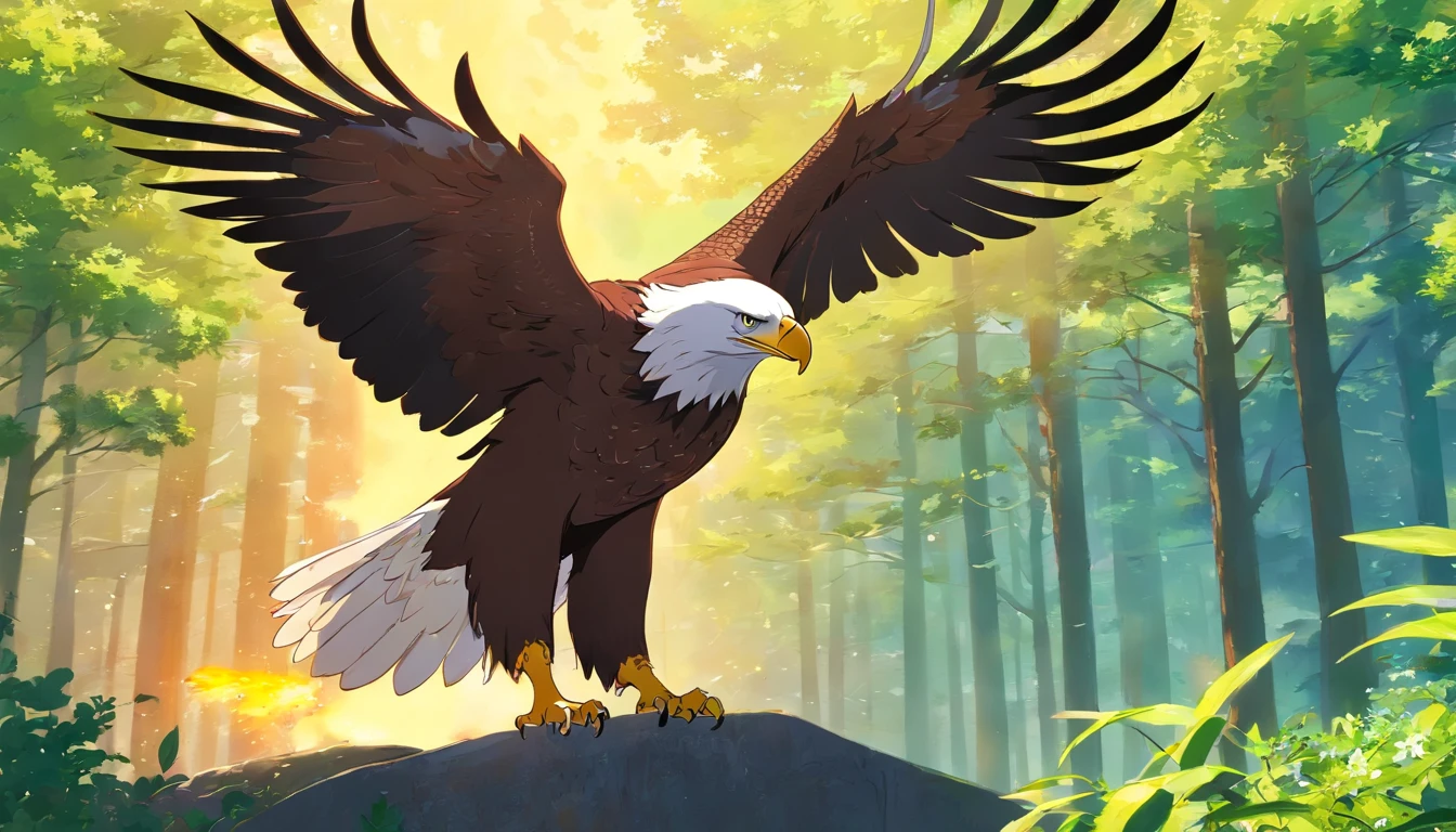 REALISTIC EAGLE,floresta densa pegando fogo,ceu acizentado