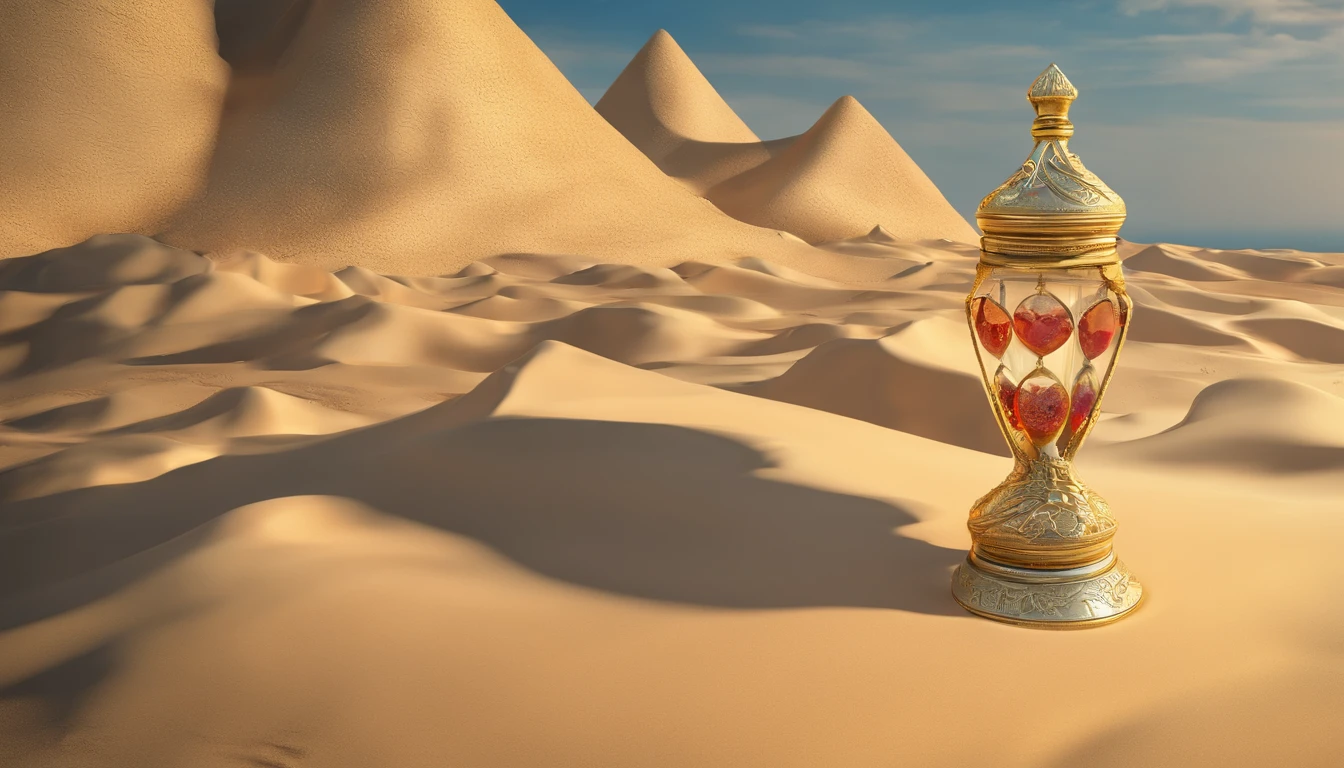 Create an image that focuses on the hourglass in Mr. Gupta's (the wise sagas) hands. Highlight the sands slipping through the narrow passage, emphasizing the symbolism of time slipping away.