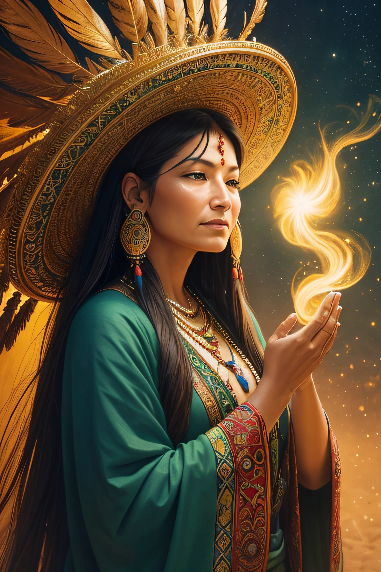 Create an image that embodies the feeling of prosperity through the lens of shamanism by charles frizzell