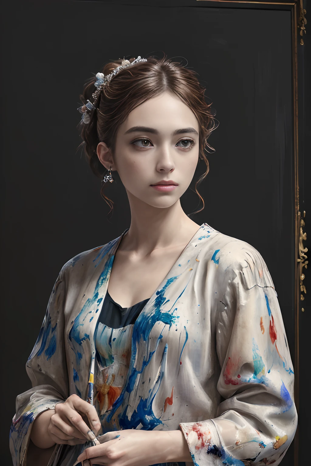 (unstable diffusion,painting,ultra-detailed,photorealistic:1.37),(best quality,highres,masterpiece:1.2),HDR,UHD,stunning background,perfect lighting,professional,cool atmosphere,fine art,classic style,"Eleonora Pavinato, kazuhiro1,