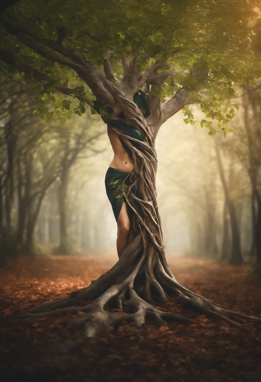 a beautiful young woman (1girl), long flowing hair, nude, covered in mud, running in terror through a dark, overgrown forest, giant carnivorous plants reaching out to grab her, one plant wrapping around her and penetrating her, extremely high quality, 8k, photorealistic, detailed, dramatic lighting, dark and moody atmosphere, fantasy, surreal, sensual