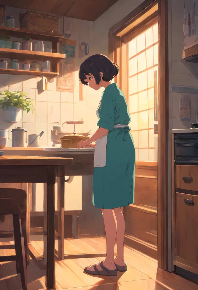 Best quality, High_Resolution, distinct_image, Detailed background ，Grandma at home