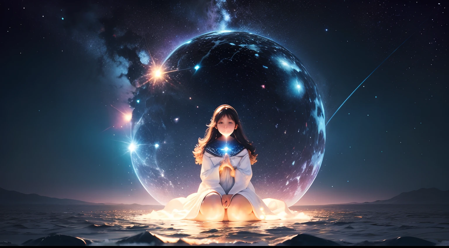 universo lleno de estrellas seres humanos flotando llenos de luz