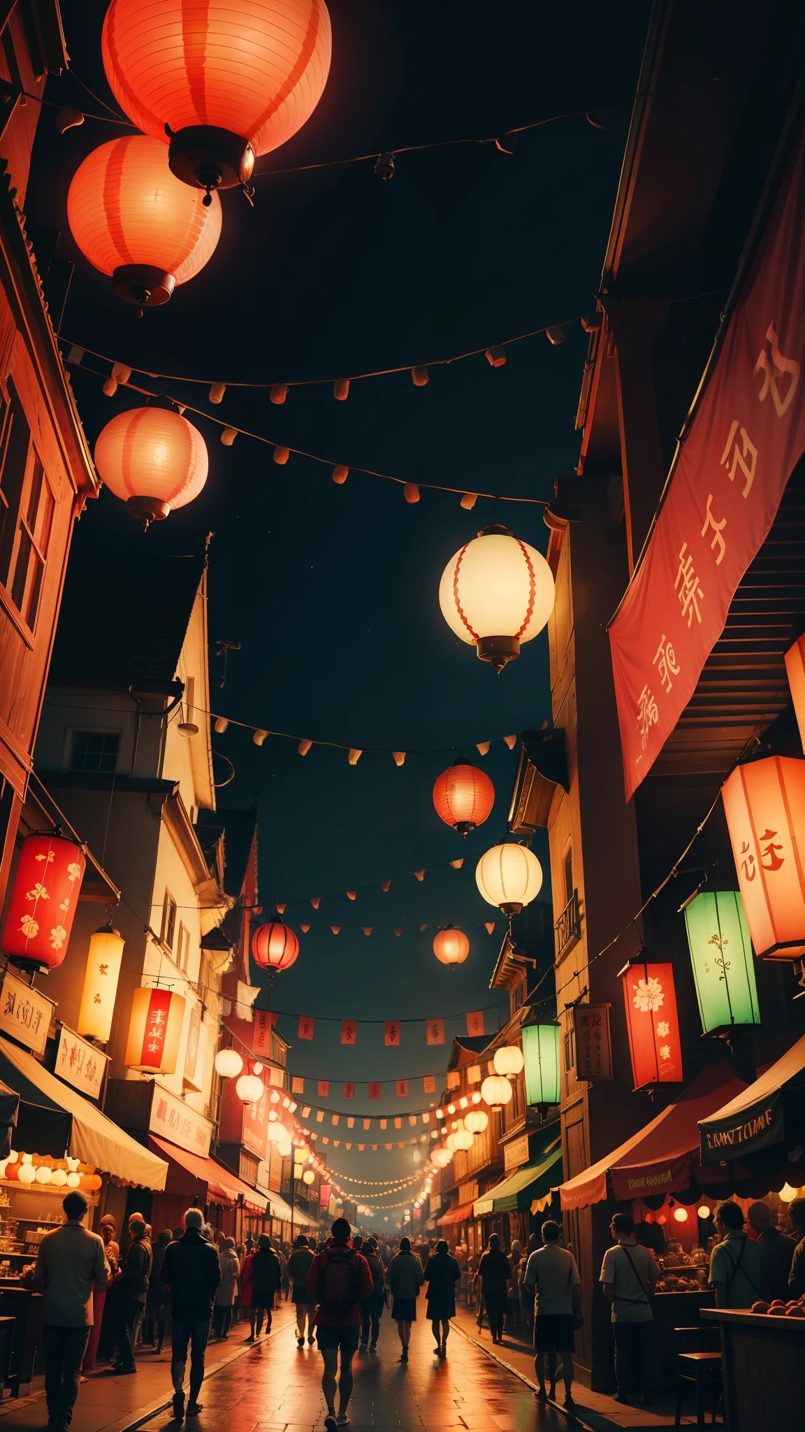 Festivals, lantern, red, cartoon, Bright, 8K
Resolution