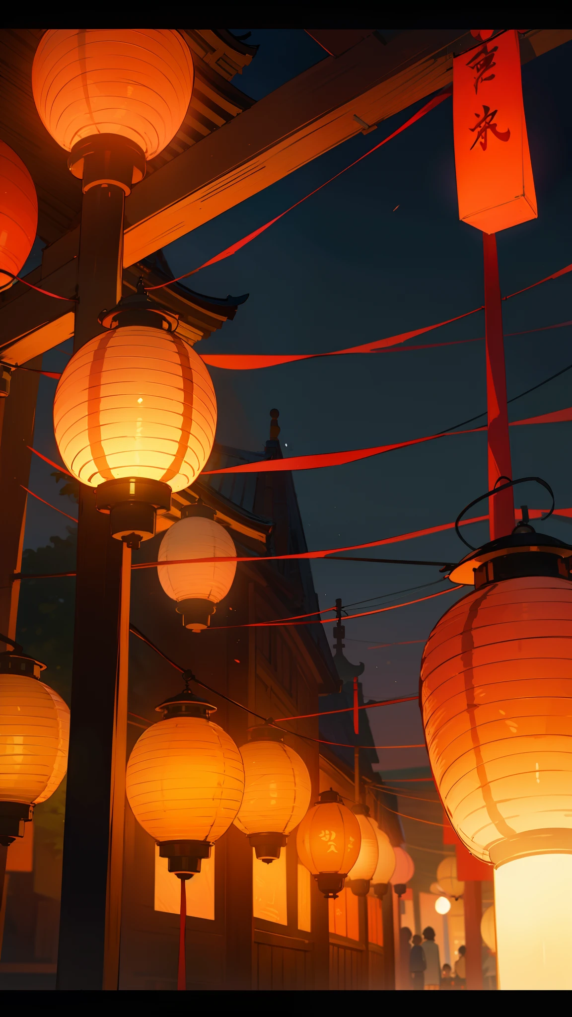 Festivals, lantern, red, cartoon, Bright, 8K
Resolution