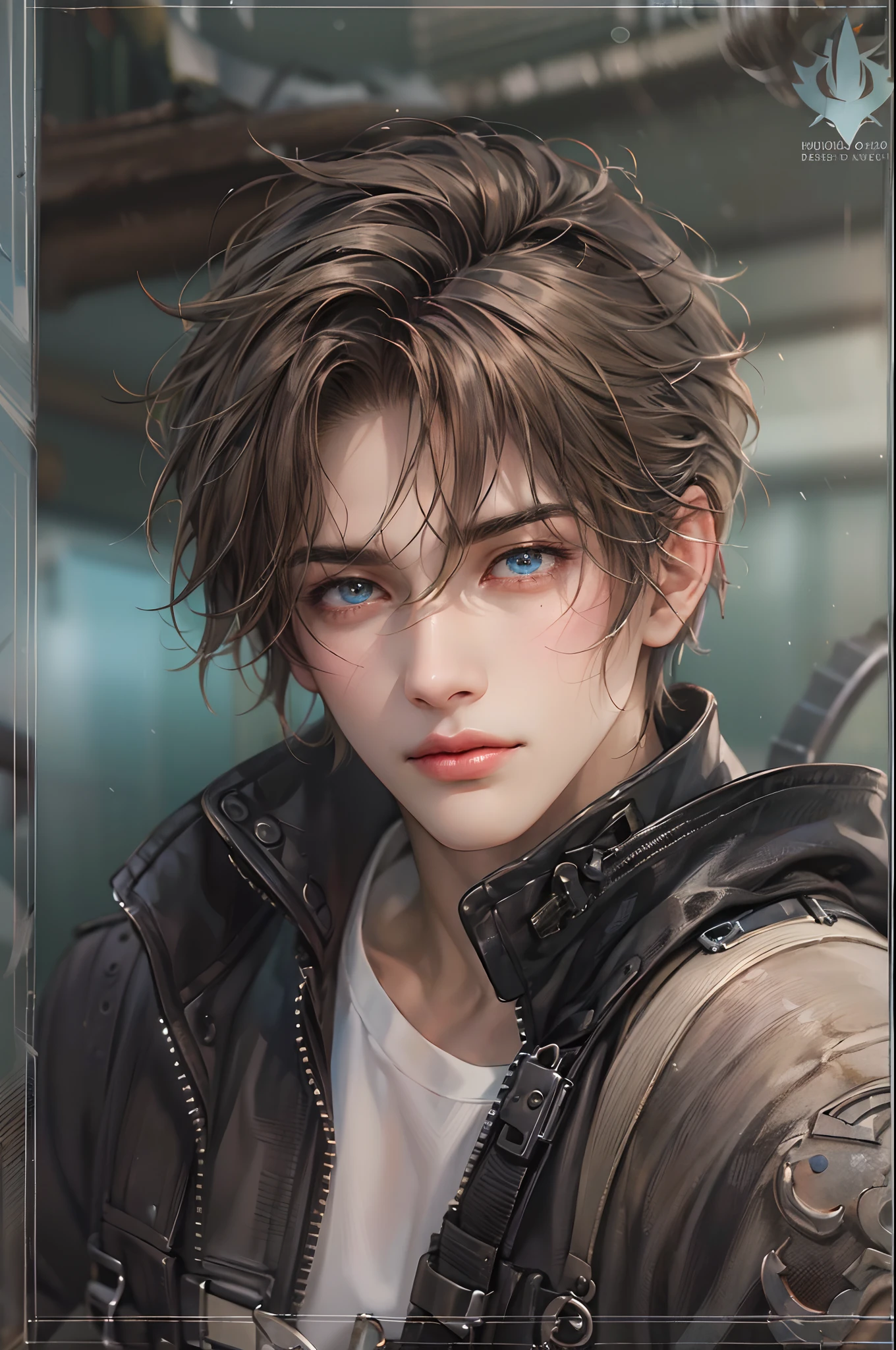 (absurdres, highres, ultra detailed, HDR), masterpiece, best quality, Final Fantasy 7, short hair, handsome face, anime eyes, detailed interior, detailed character