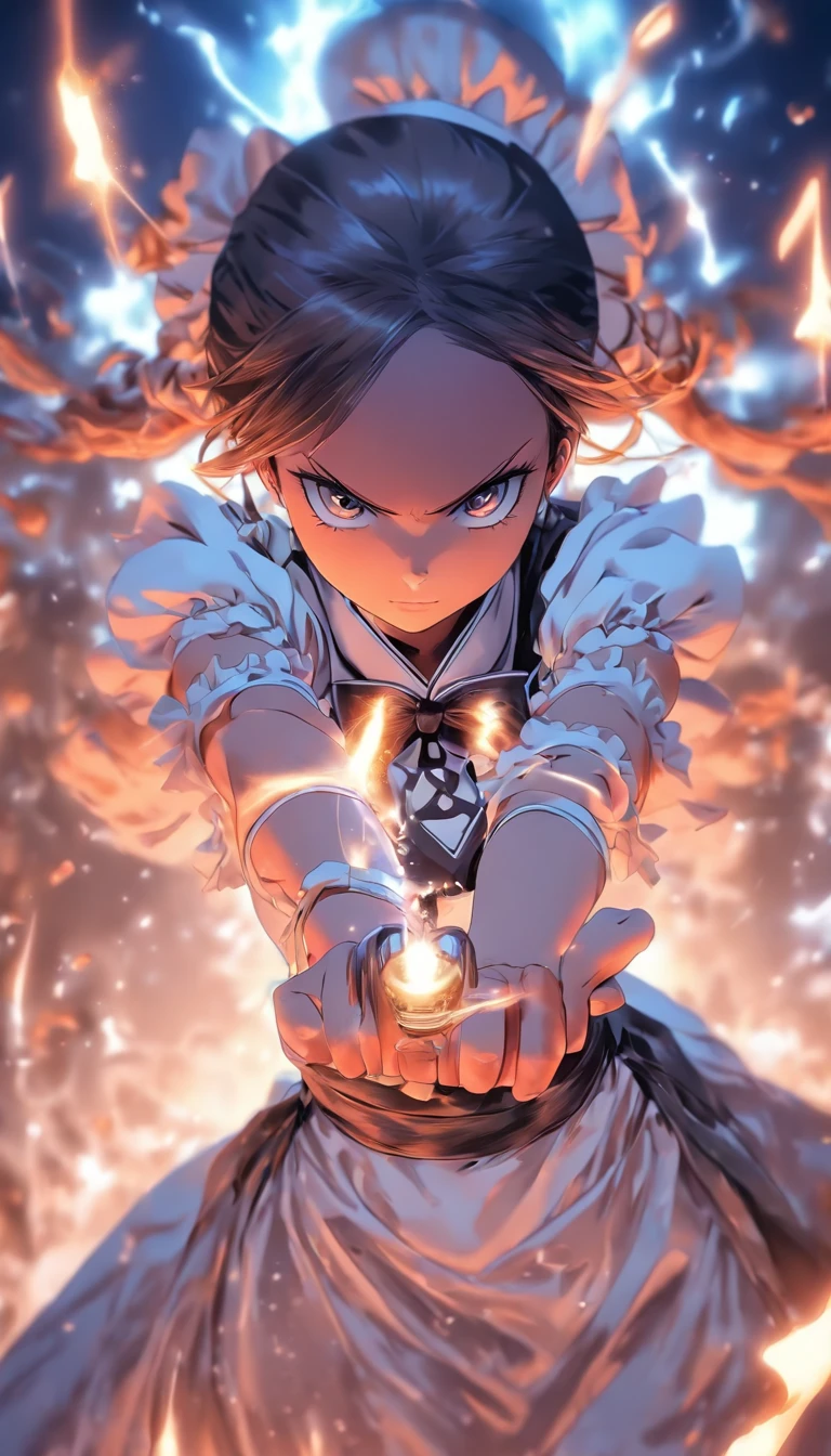 ((masutepiece)),(Best Quality)),Faraway view,Peripheral lightning,Rain of Swords,((Beautiful girl in maid clothes:1.5)),Infinite Sword System,glow effect,Hyper-realistic,Ultra photo realsisim,Chinese black and white ink style,Black and white,decolorization,Smudge,inky,8K,super-fine,high quarity,OC Renderer