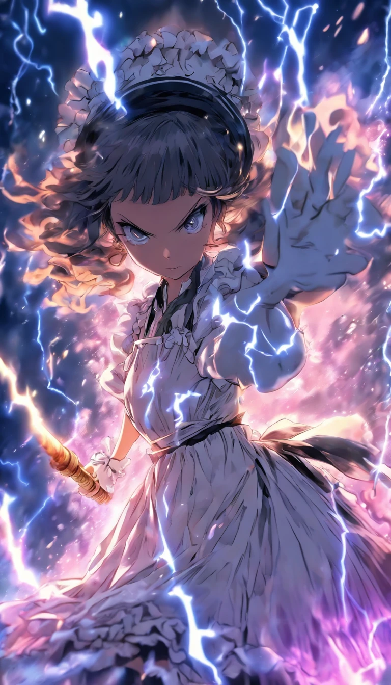 ((masutepiece)),(Best Quality)),Faraway view,Peripheral lightning,Rain of Swords,((Beautiful girl in maid clothes:1.5)),Infinite Sword System,glow effect,Hyper-realistic,Ultra photo realsisim,Chinese black and white ink style,Black and white,decolorization,Smudge,inky,8K,super-fine,high quarity,OC Renderer