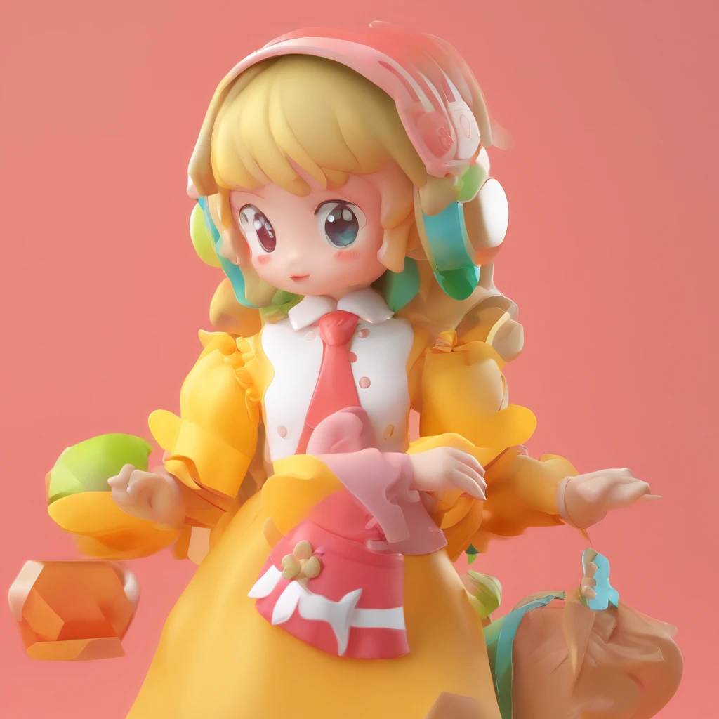 super cute girl IP by pop mart, Bright eyes, cherub,Little white dress, Clay, Models, a blind box toy, Glossy and delicate,Clean background, Good gloss, 3D rendering of,Best quality