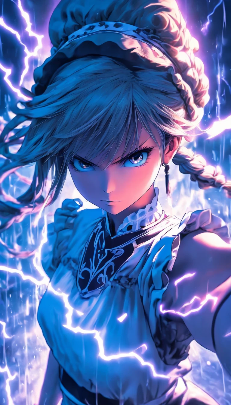 ((masutepiece)),(Best Quality)),Faraway view,Peripheral lightning,Rain of Swords,((Beautiful girl in maid clothes:1.5)),Cowboy Shot、Infinite Sword System,glow effect,Hyper-realistic,Ultra photo realsisim,Chinese black and white ink style,Black and white,decolorization,Smudge,inky,8K,super-fine,high quarity,OC Renderer