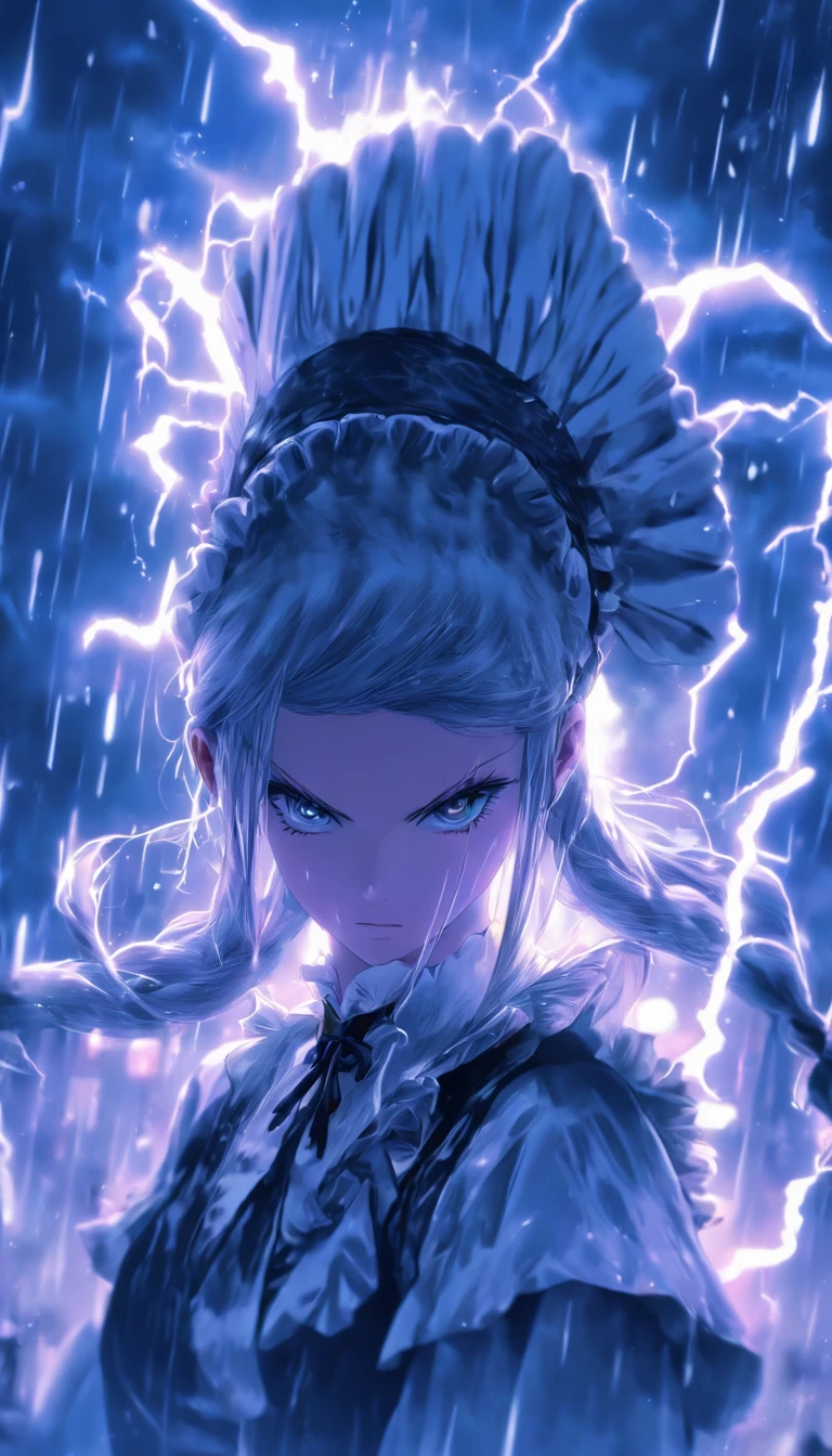 ((masutepiece)),(Best Quality)),Faraway view,Peripheral lightning,Rain of Swords,((Beautiful girl in maid clothes:1.5)),Cowboy Shot、Infinite Sword System,glow effect,Hyper-realistic,Ultra photo realsisim,Chinese black and white ink style,Black and white,decolorization,Smudge,inky,8K,super-fine,high quarity,OC Renderer