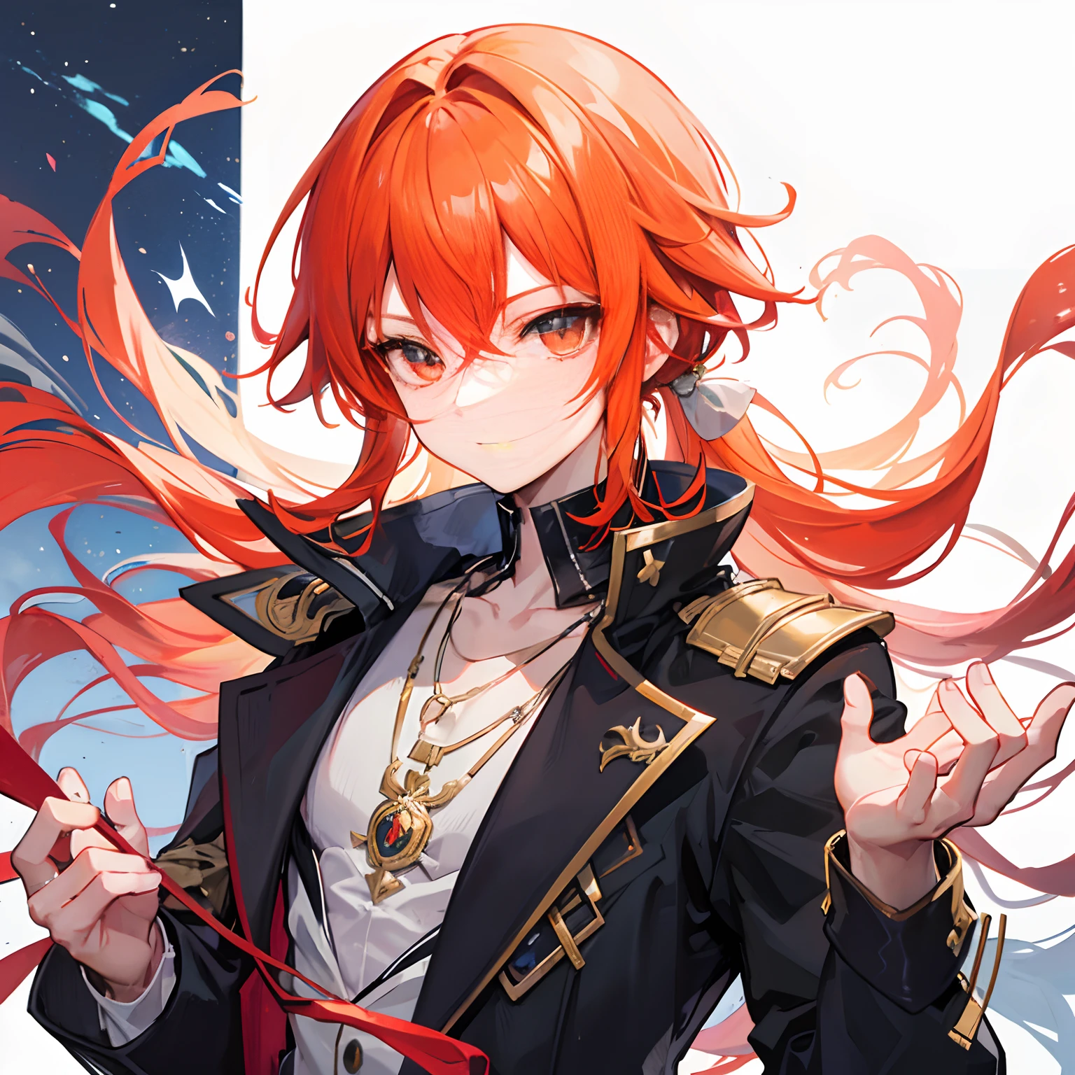 boy,orange hair,magical boy suit,jasper necklace