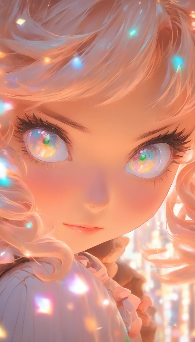 A portrait of a modern anime schoolgirl with sparkling eyes and intricate hair detail, posed against a soft, pastel background, inspired by the works of Wlop and Sakimichan.