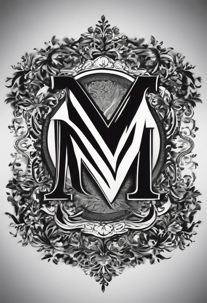 LOGO MARCA DA LETRA "M" NA COR CINZA ESCURO COM FUNDO BRANCO