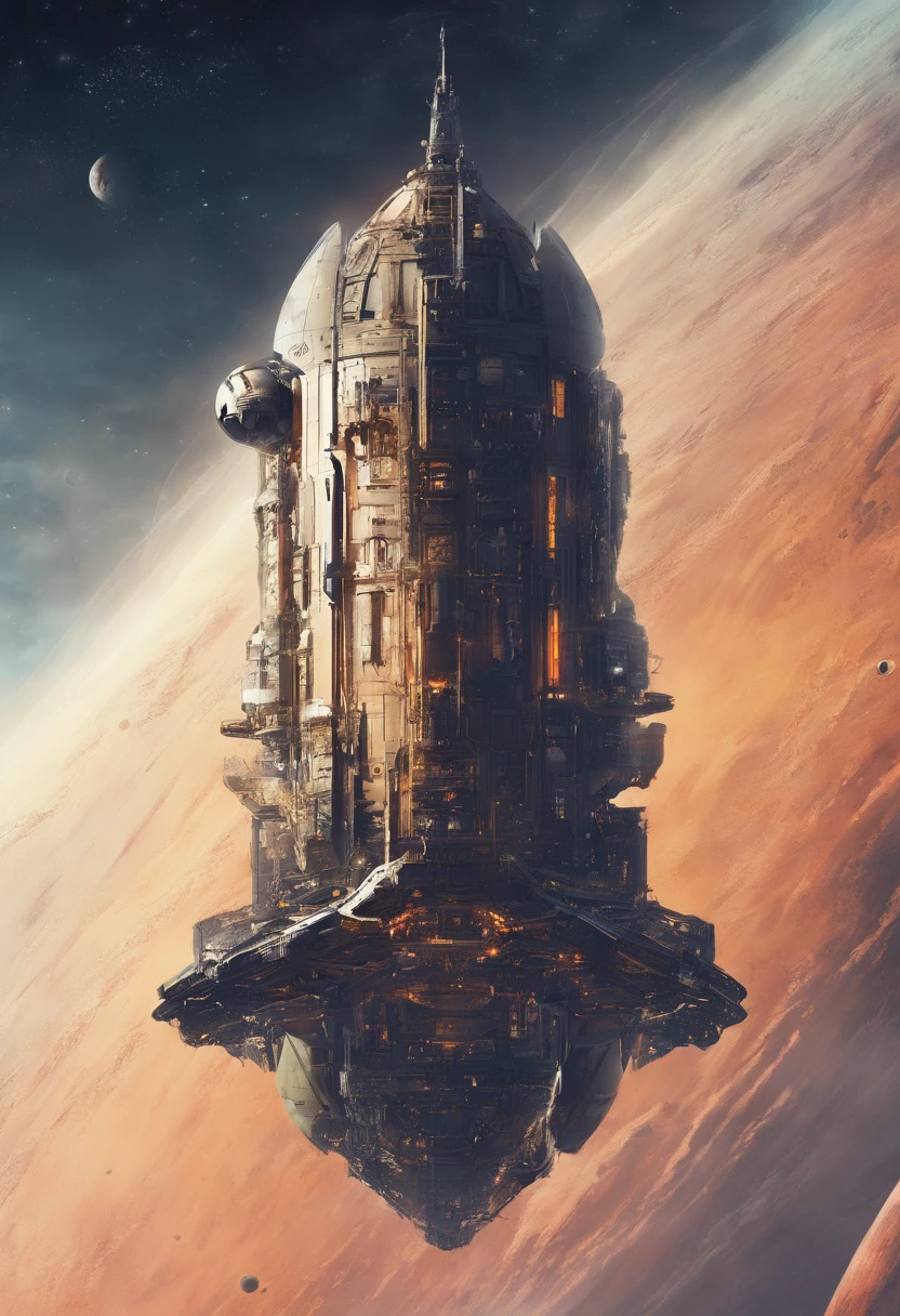 Unidentified spacecraft、obscuro, astronauta olhando curioso, luz de colheita, detalhes realistas, scientific fiction