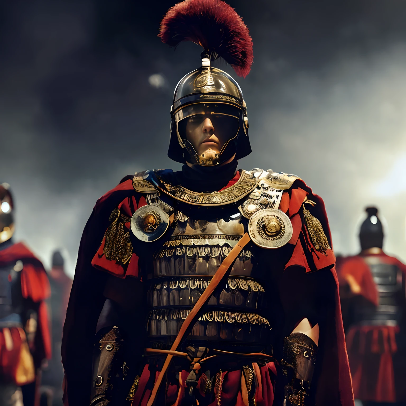 There's a man in helmet and armor in a line, roman centurion, Soldado antigo, vestido com armadura romana, Roman legionary, Imperador Romano, vestidos com roupas romanas, vestido com armadura espartana, Armadura romana tradicional, gladiador romano, levando espartanos para a batalha, Armadura Romana, Homem de Roma Antiga, Roman Empire, inspirado em Roman Bezpalkiv