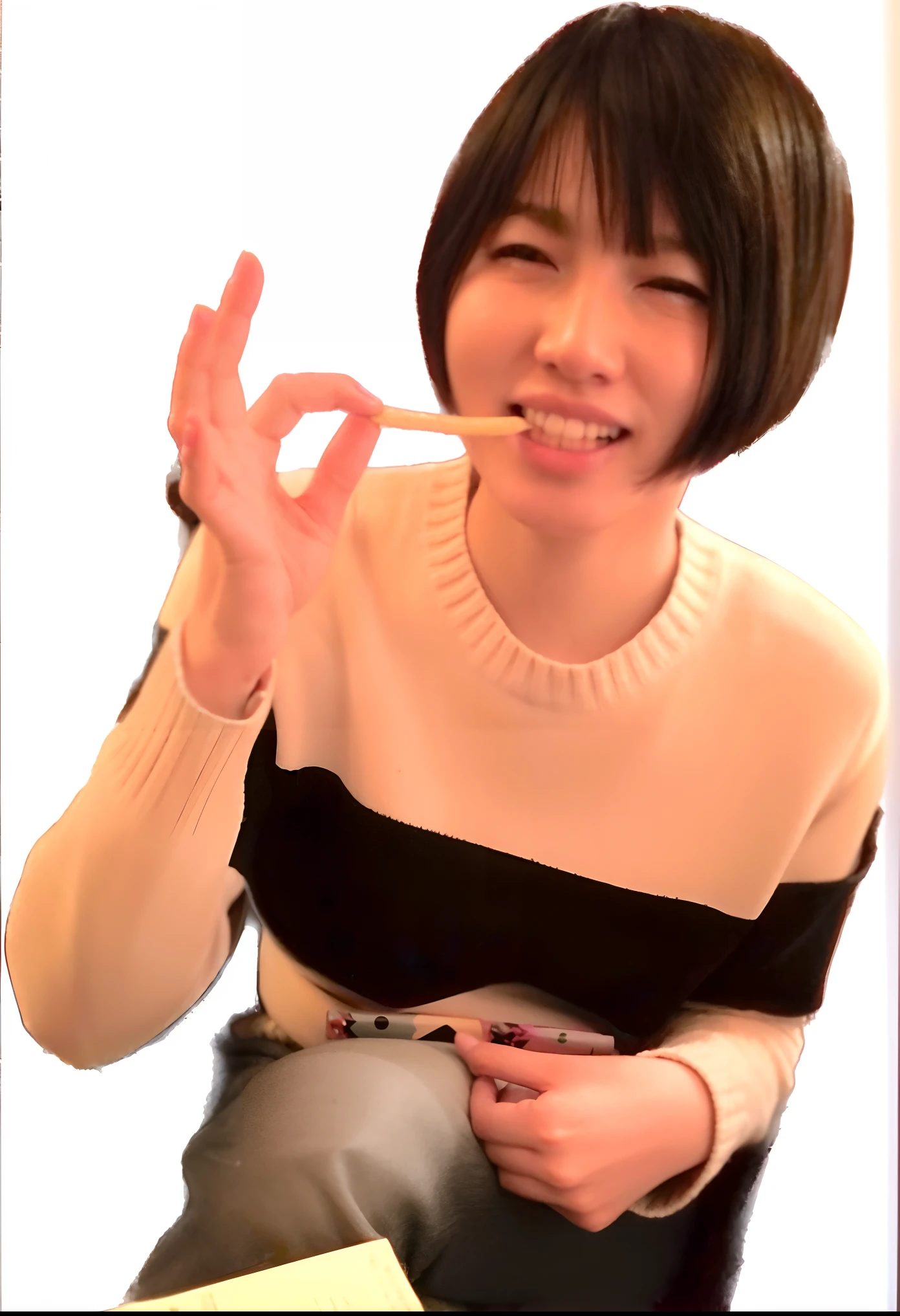 Japanese Beautiful Skin A lot of drool drips from the mouth onto the penis. (((With a penis in your mouth Close your eyes and smile gently))) Pinch the penis with NSFW breast blowjob with penis tongue licking((Handjob))A cute woman in her late 20s exposing her upper body View from below Front image The lower body is a nurse uniform nurse Realistic image quality First Person View Putting earrings in your ears