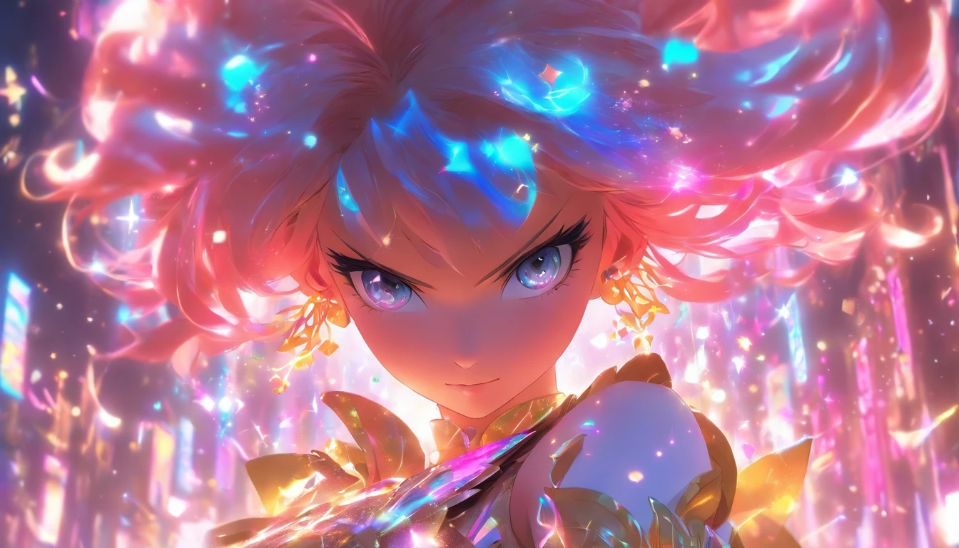 Concept art of an anime-style magical girl, with sparkling eyes, intricate outfit, and surrounded by vividly rendered magical effects, inspired by Wlop and Greg Rutkowski.