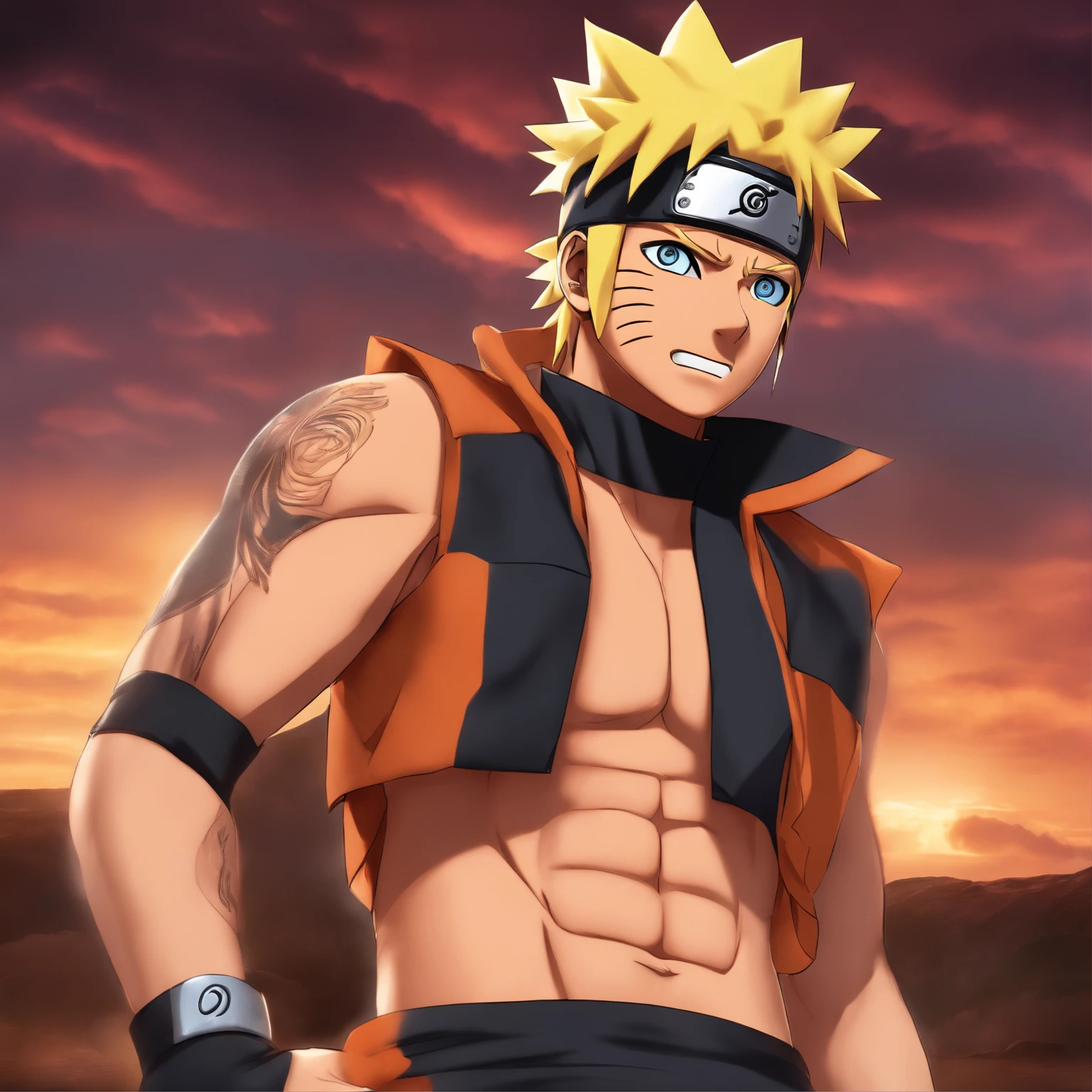 Naruto in six pack body