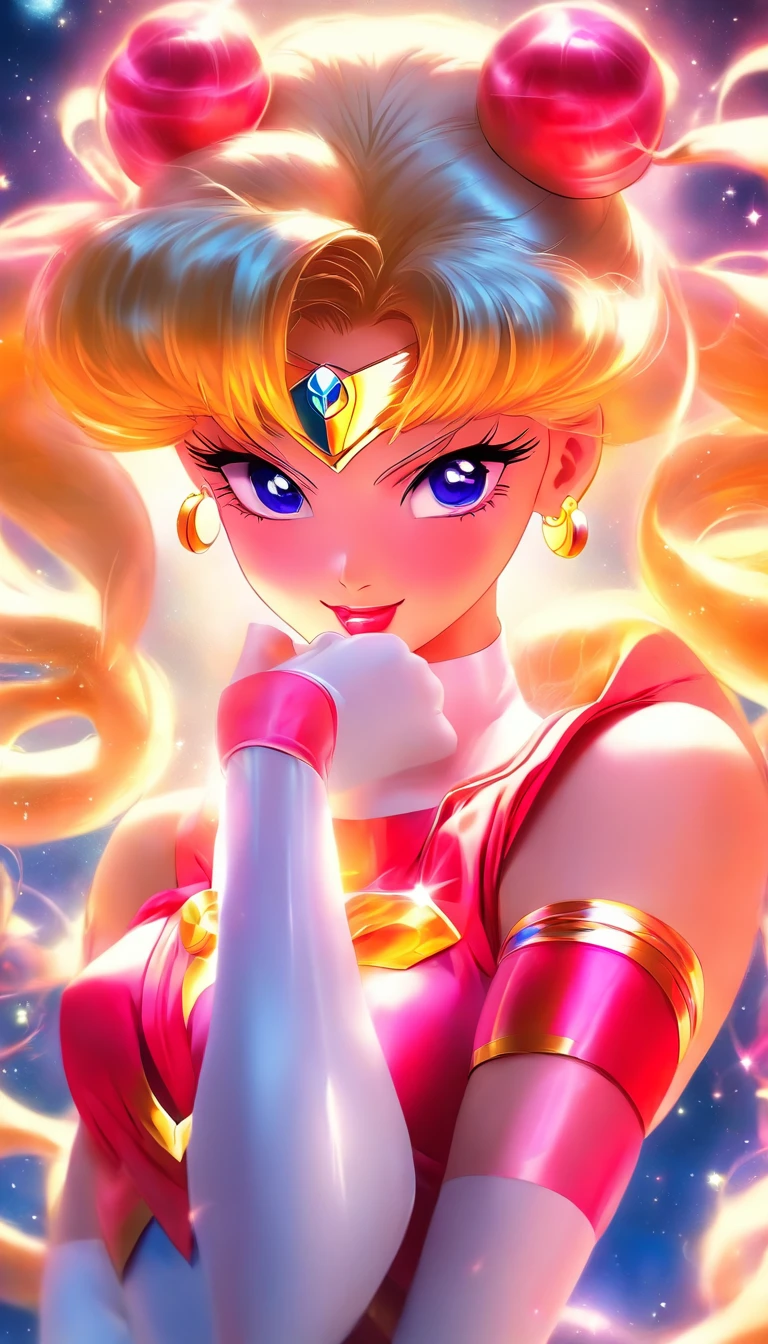 An enchanting, full body depiction of Sailor Moon in her iconic costume, showcasing a blend of modern and classic anime styles, akin to art by Hideaki Anno and Stanley Artgerm Lau.