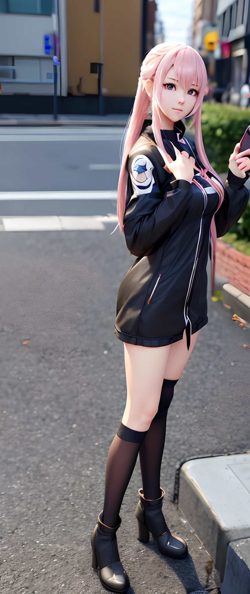 Anime girl taking selfie with mobile phone while standing next to guy, realistic anime 3 d style, artwork in the style of guweiz, guweiz, Couple Pose, ( A hyper-realistic ), Anime style. 8K, Realistic art style, girls frontline style, e - girl, e-Girl, realism artstyle, inspired by Kun Can