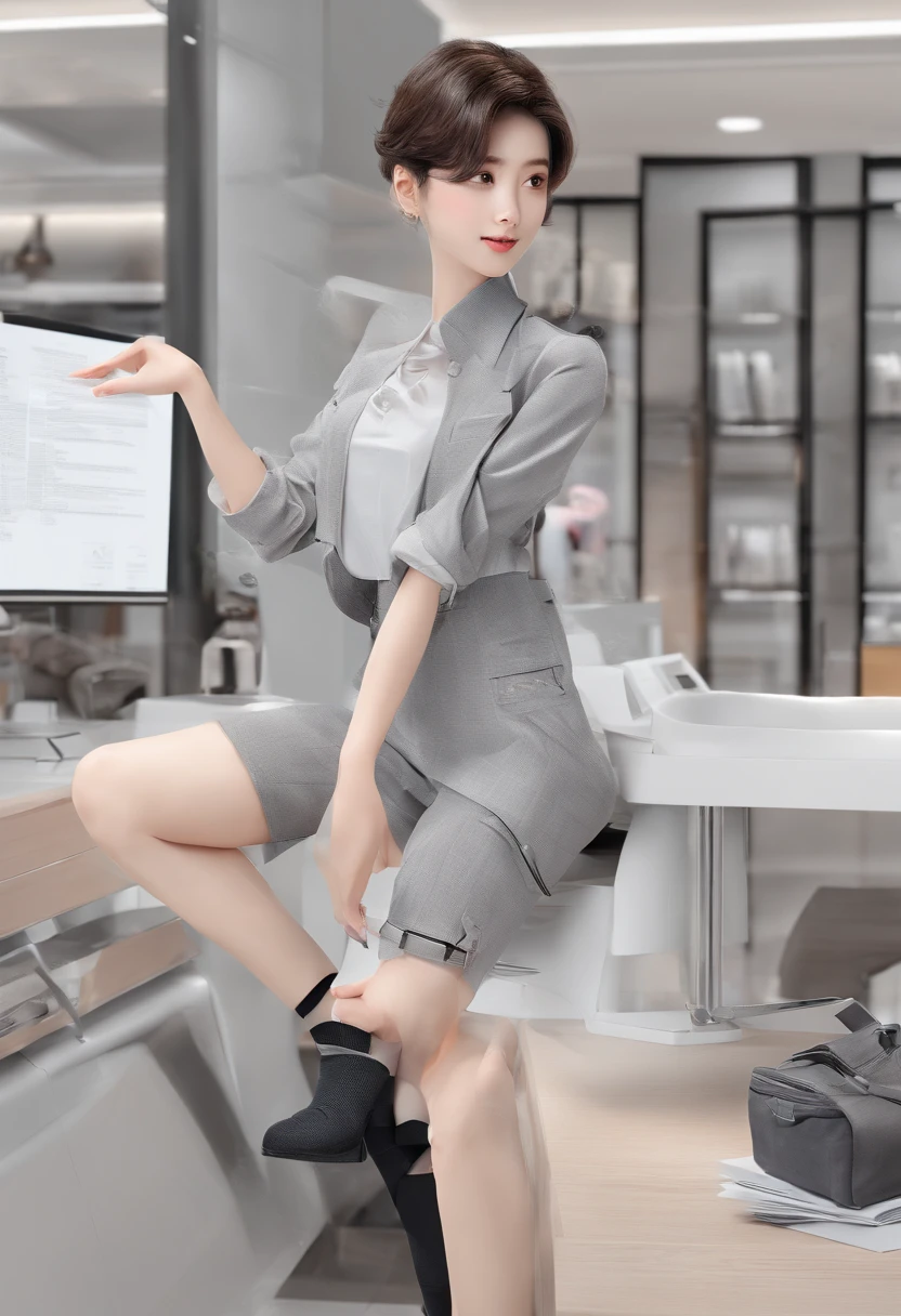 Best quality,4K,8K,A high resolution,Masterpiece:1.2),Ultra-detailed,(Realistic,Photorealistic,photo-realistic:1.37), Teenage uncensored, Squats, Gray sports trousers,track suit, Classroom Background, Handsome Chinese boy, Slim and tall figure, Long legs, Crew cut, Good-looking facial features, Detailed eyes, Detailed lips,The crotch is protruding,Crisp short hair,Young and energetic,Be cheerful with a smile,The face shape is soft,Sunny and handsome,Pure eyes,Sharp inches,Hands naturally lowered