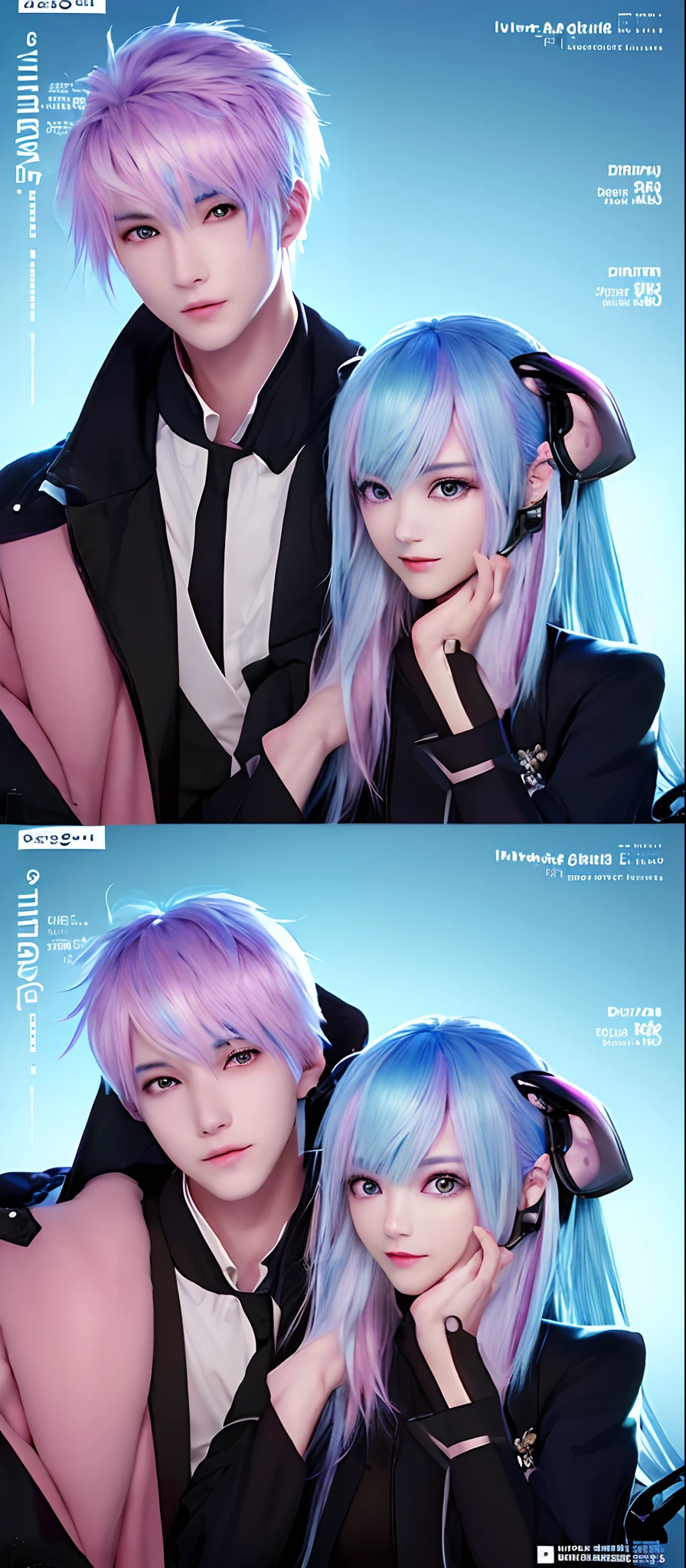 ((Male and female couples)), window, Idol Photos, Magazine covers, Photos of actors, Professional Photos, Height difference, tall male, Happiness, youthfulness, extra detailed face, detailed punk hair, very detailed character, inspired by Sim Sa-jeong, Cai Xukun's, detailed realistic faces, highly detailed realistic face, high detailed face anime, realistic detailed face, Accurate detailed face, attractive androgynous humanoid, Cool Korean fashion in black, ((With a man with light blue hair)), ((Woman with pink hair)), ((Woman with long hair below waist)), ((Man with short hair over ears)), ((Pink hair woman with gentle expression)), ((Man with light blue hair with wild expression)), high-level image quality, masterpiece, Photographed so that the whole body can be seen, Photographed to make clothes look beautiful, Take your eyes off, ((two individuals)), ((British couple))
