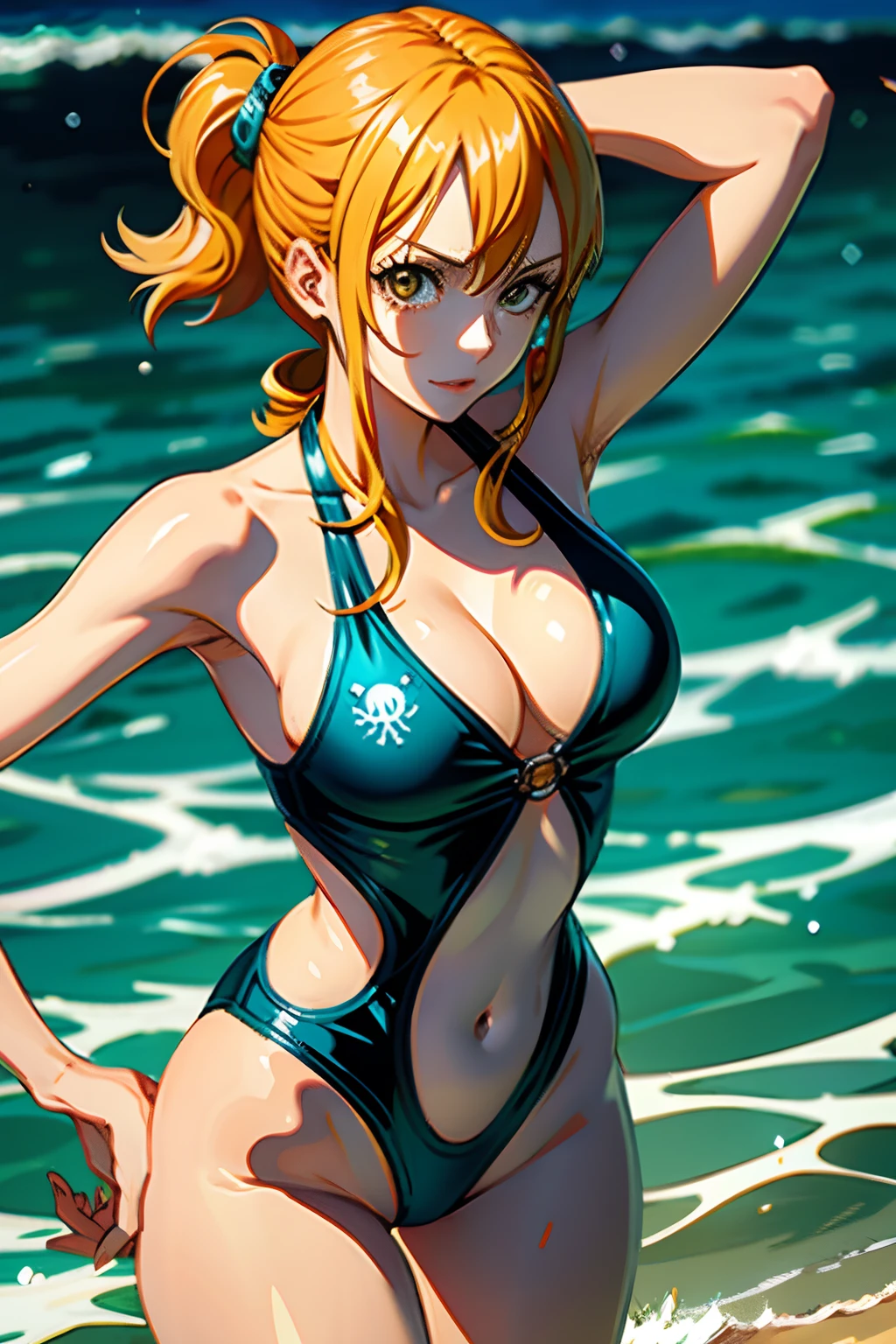 1girll，ONE PIECE，Nami ，One Piece，Nami， nedium breasts，