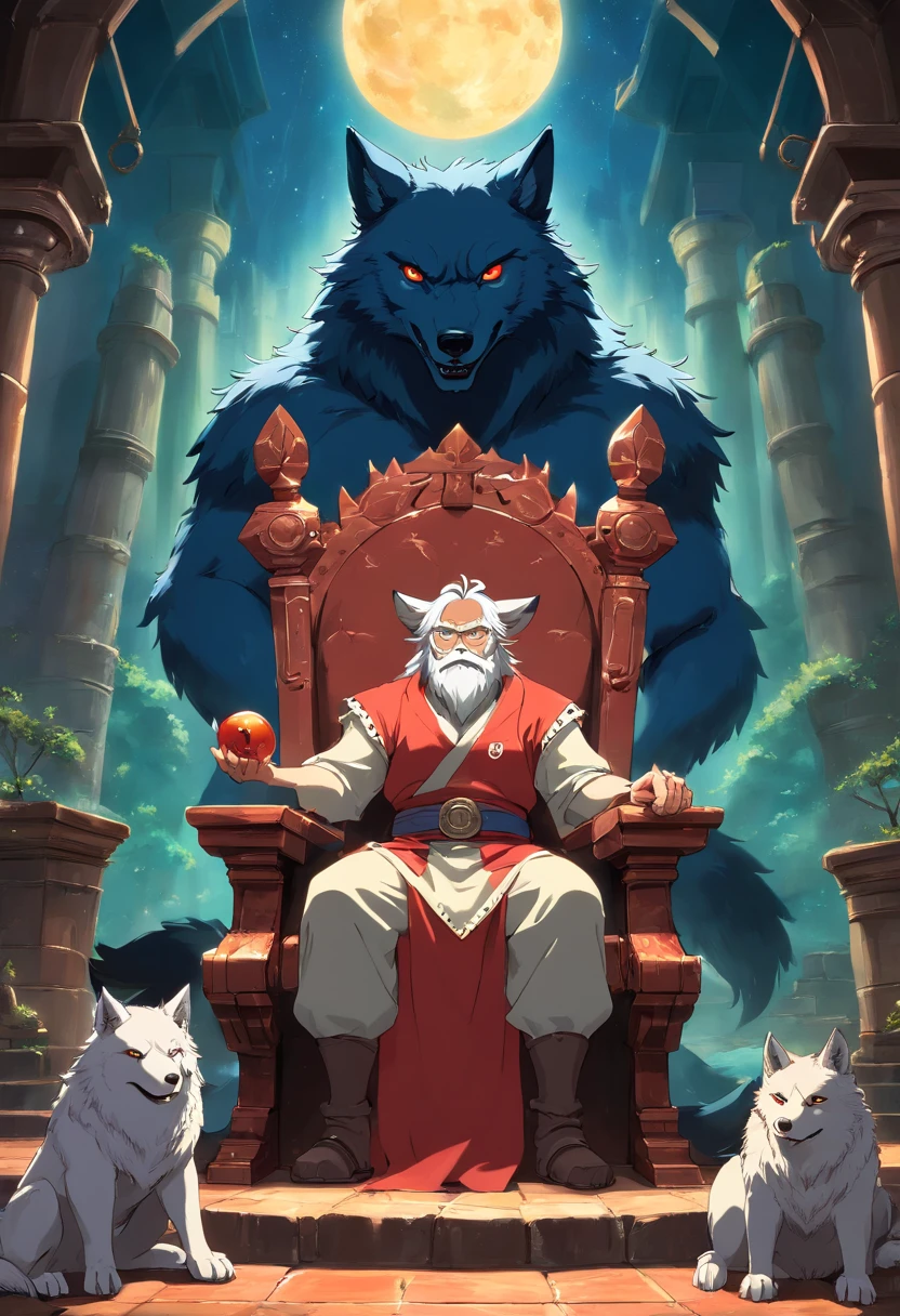 arafed wolf sitting on a throne with glowing eyes, a minotaur wolf, Fenrir, great wolf, anthropomorphic wolf, Grim - Wolf, werewolf, werewolf man, Portrait of a werewolf, Gnoll, werewolf?, anthropomorphic wolf, dire wolf, Armor of the Wolf, muscular werewolf, Portrait of a Gnoll, Norse God, extremely detailed, Award-winning art, Totally change lighting