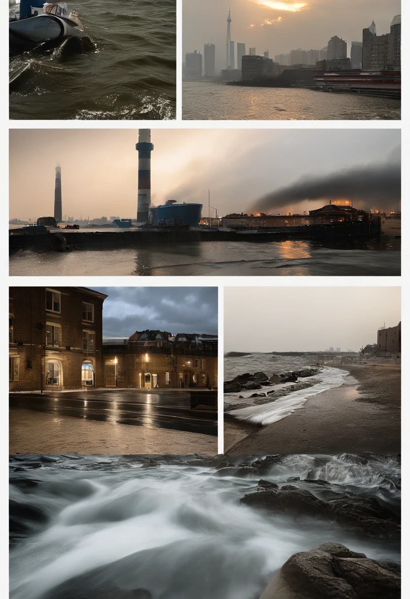 Underground water pipes,Industrial pollution,Discharge of sewage,Water tornadoes,tidal waves,tornado,typhoon,swell sea,Armageddon,Greatwave,废墟,disrupt,,lakes,High water level,Bottomless,The run-down city creates a cinematic cityscape