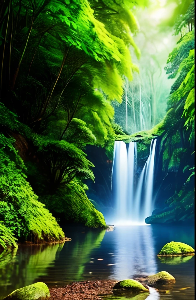 (best quality,4k,8k,highres,masterpiece:1.2),ultra-detailed,(realistic,photorealistic,photo-realistic:1.37),lush green jungle,exotic wildlife,tall towering trees,dense foliage,misty atmosphere,golden sunlight,hidden waterfalls,rays of light,serene river,colourful birds,ancient ruins,hanging vines,little creatures peeping through the leaves,mysterious exploration,peaceful ambiance,adventure awaits,ethereal beauty,wild and untouched,tranquil escape,alluring paradise,nature's masterpiece,stunning biodiversity,hidden treasures,glimpses of paradise,emerald canopy,dappled light,rich textures,immersive experience,vibrant shades of green,crisp and clear,lost in the wilderness,enchanting sounds of nature