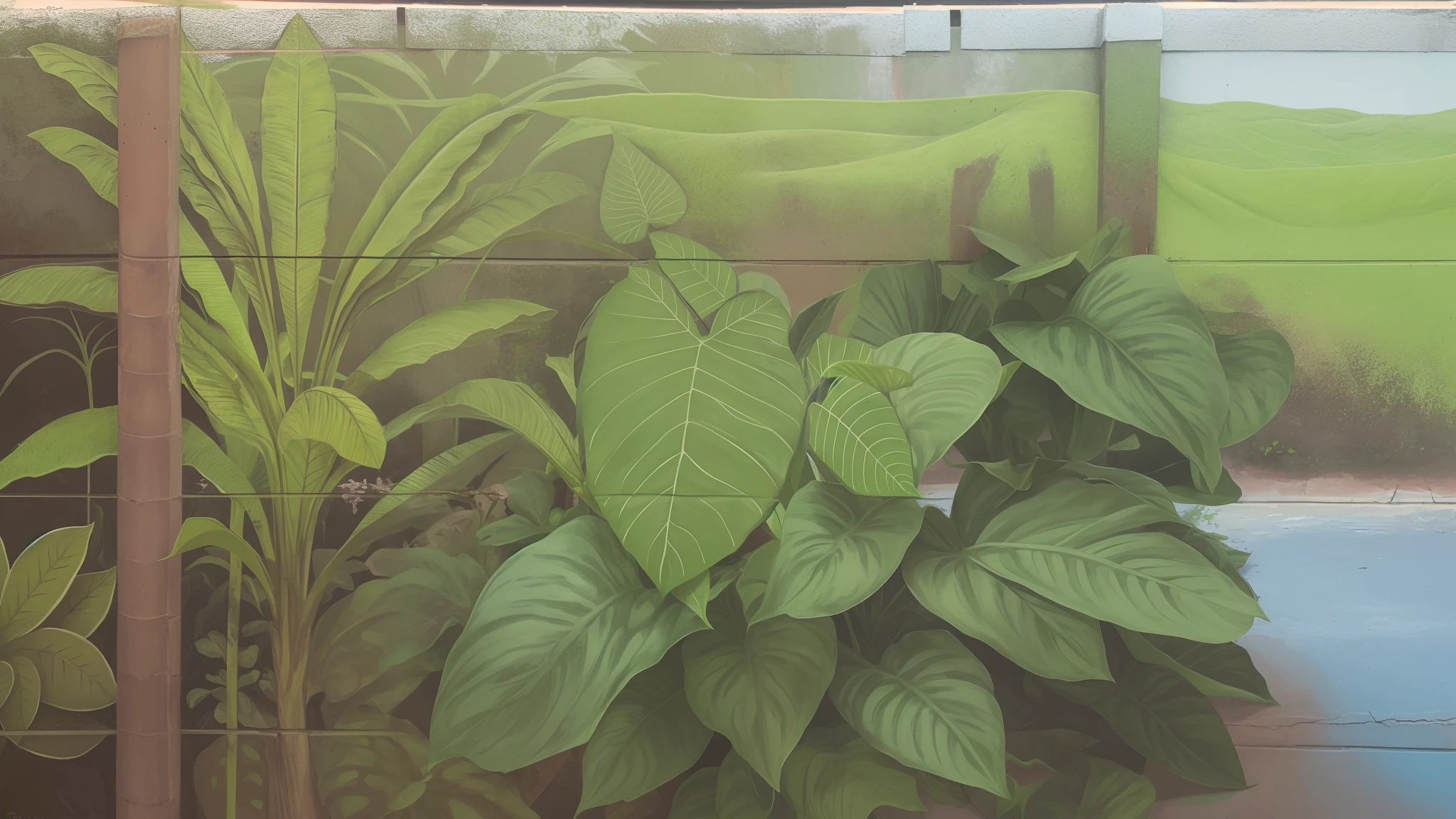 Ilustracion realista, Dieffenbachia, planta selvatica con hojas verdes y detalladas, alta definicion, buena calidad, buen artista
