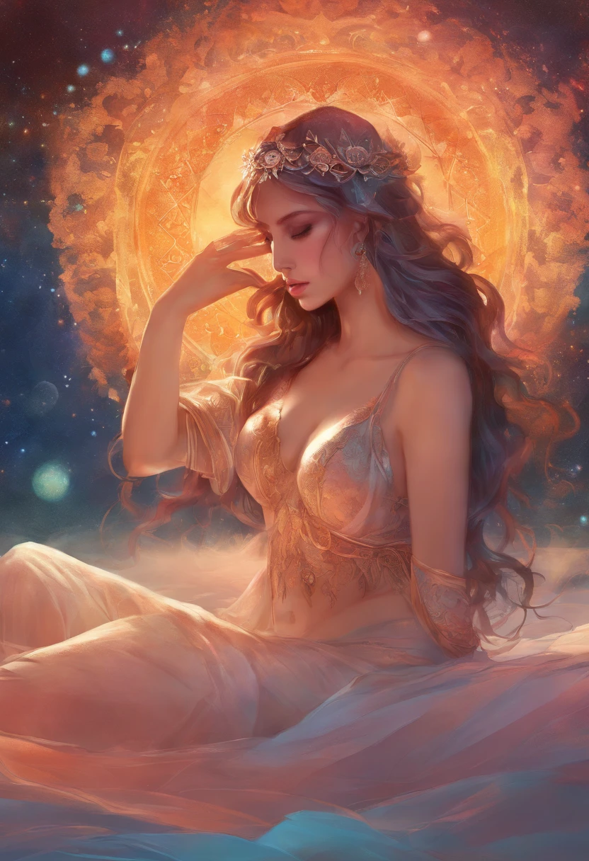 ung Mom with big boobs in a bekini on a bed, kissing a boy, UHD, masterpiece, ccurate, anatomically correct, high quality, high details, super detail, textured skin, best quality, highres, 8k