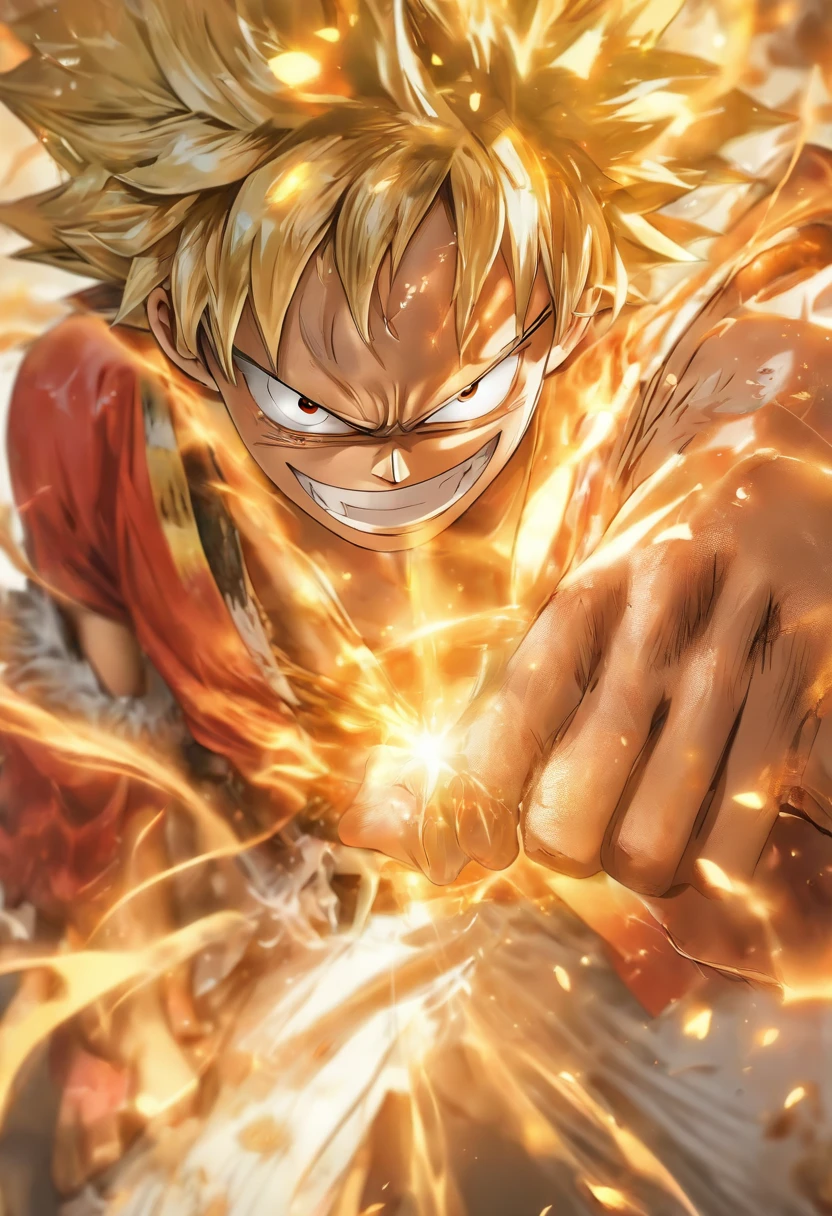 (White background:1.4),best quality, intricate details, masterpiece, 1boy, man, masculine, gear fifth, monkey d. luffy, 1boy, curly eyebrows, gear fifth, grin, , hat, jacket, long sleeves, looking at viewer, male focus, open clothes, open jacket, red eyes, sanpaku, scar, scar on chest, short shorts, shorts, smile, solo, straw hat, white hair, white jacket, white shorts, thick eyebrows, white eyebrows,, Photorealistic, Hyperrealistic, Hyperdetailed, analog style, hip cocked, demure, low cut, black lace, detailed skin, matte skin, soft lighting, subsurface scattering, realistic, heavy shadow, masterpiece, best quality, ultra realistic, 8k, golden ratio, Intricate, High Detail, film photography, soft focus, High sharpness,Best quality, Very detailed, Masterpiece, movie light effect, 4K ), white hair, white shirt