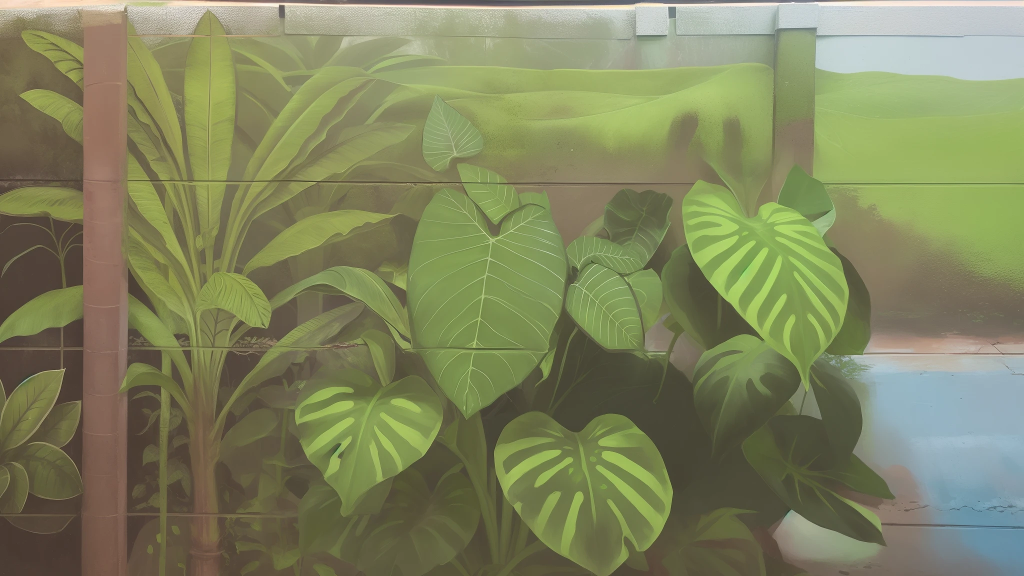 Ilustracion realista, Dieffenbachia, planta selvatica con hojas verdes y detalladas, alta definicion, buena calidad, buen artista, Ilustracion realista