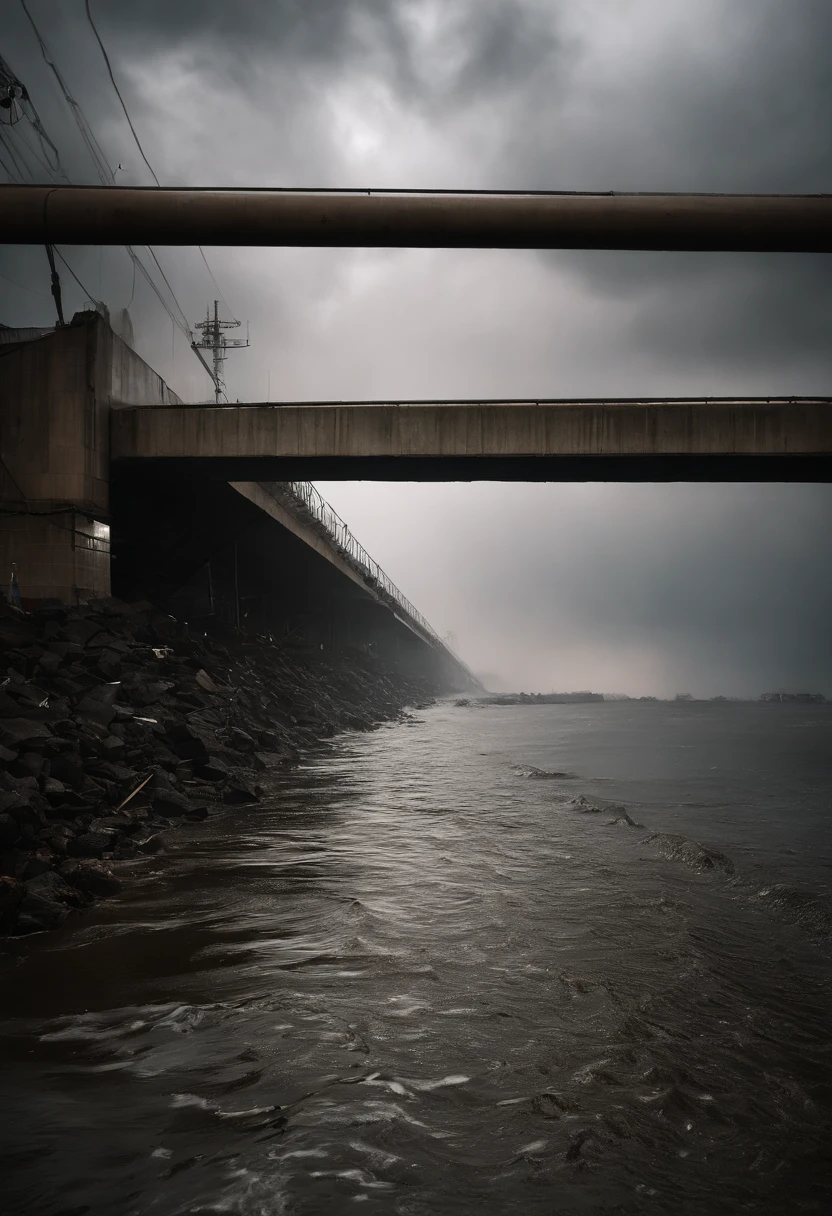 Underground water pipes,Industrial pollution,Sewage discharge,Waterspout,tidal waves,Tornado,typhoon,swell sea,Armageddon,Greatwave,废墟,disrupt,,lakes,high level of water,Bottomless,The run-down city creates a cinematic apocalyptic cityscape