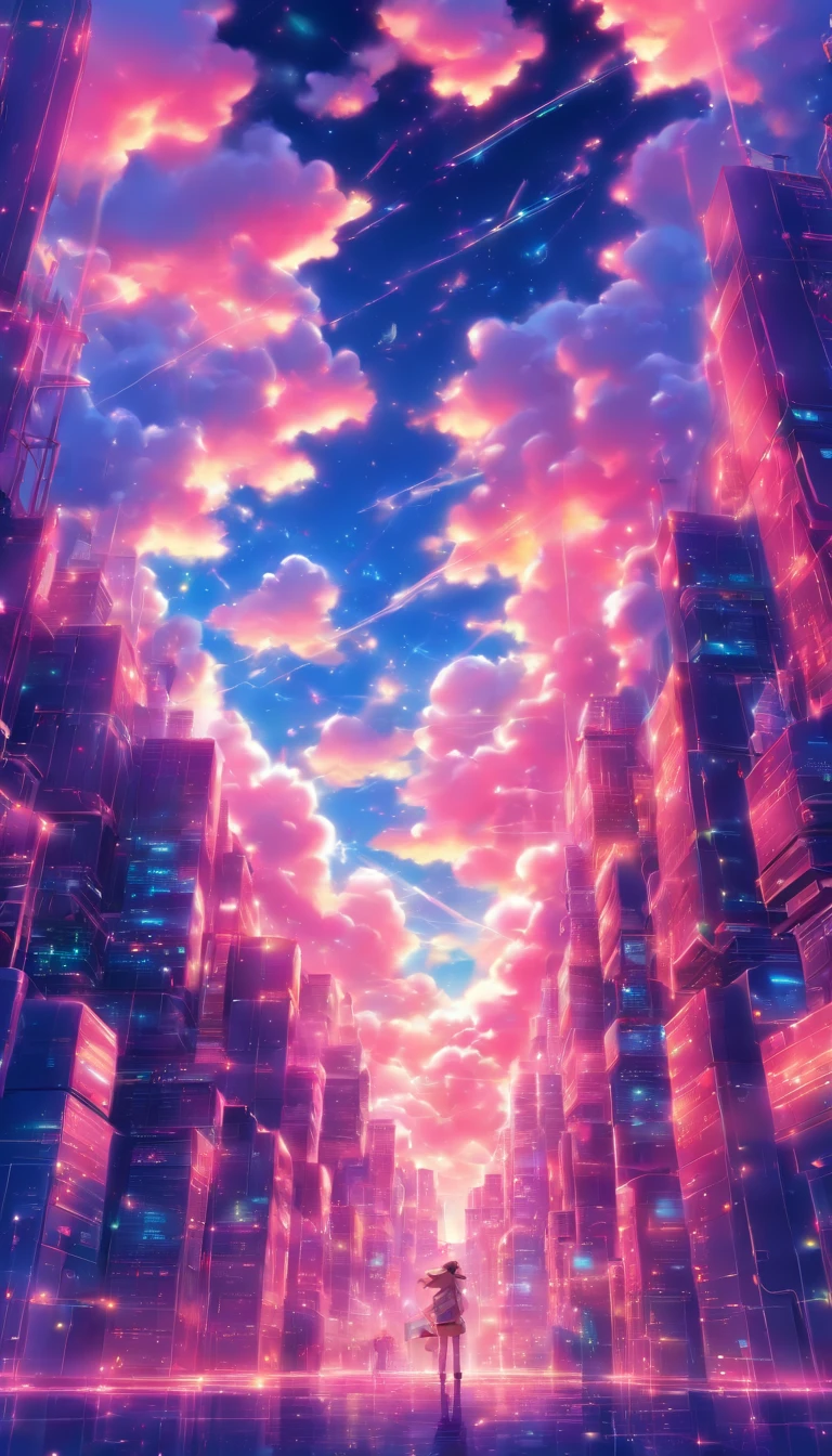 Cloud technology, cloud computing, digital storage devices connected to data centers through internet communication.