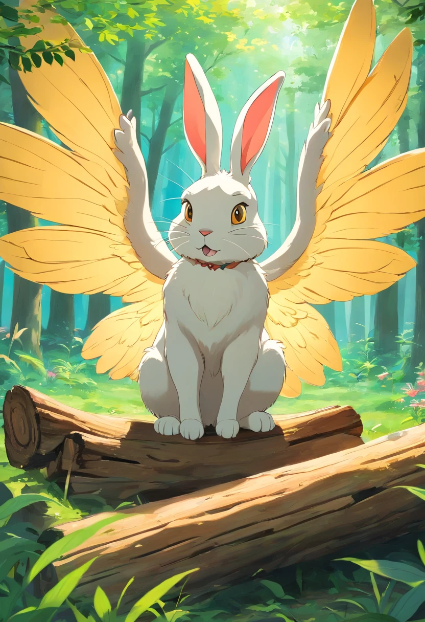 arafed rabbit with wings on a log in front of a tent, taxidermy, with real wings, a mythical creature, anthropomorphic rabbit, mythical whimsical creatures, gorthalax the insatiable, ophanim has bird wings, inspired by Melchior d'Hondecoeter, inspired by Gijsbert d'Hondecoeter