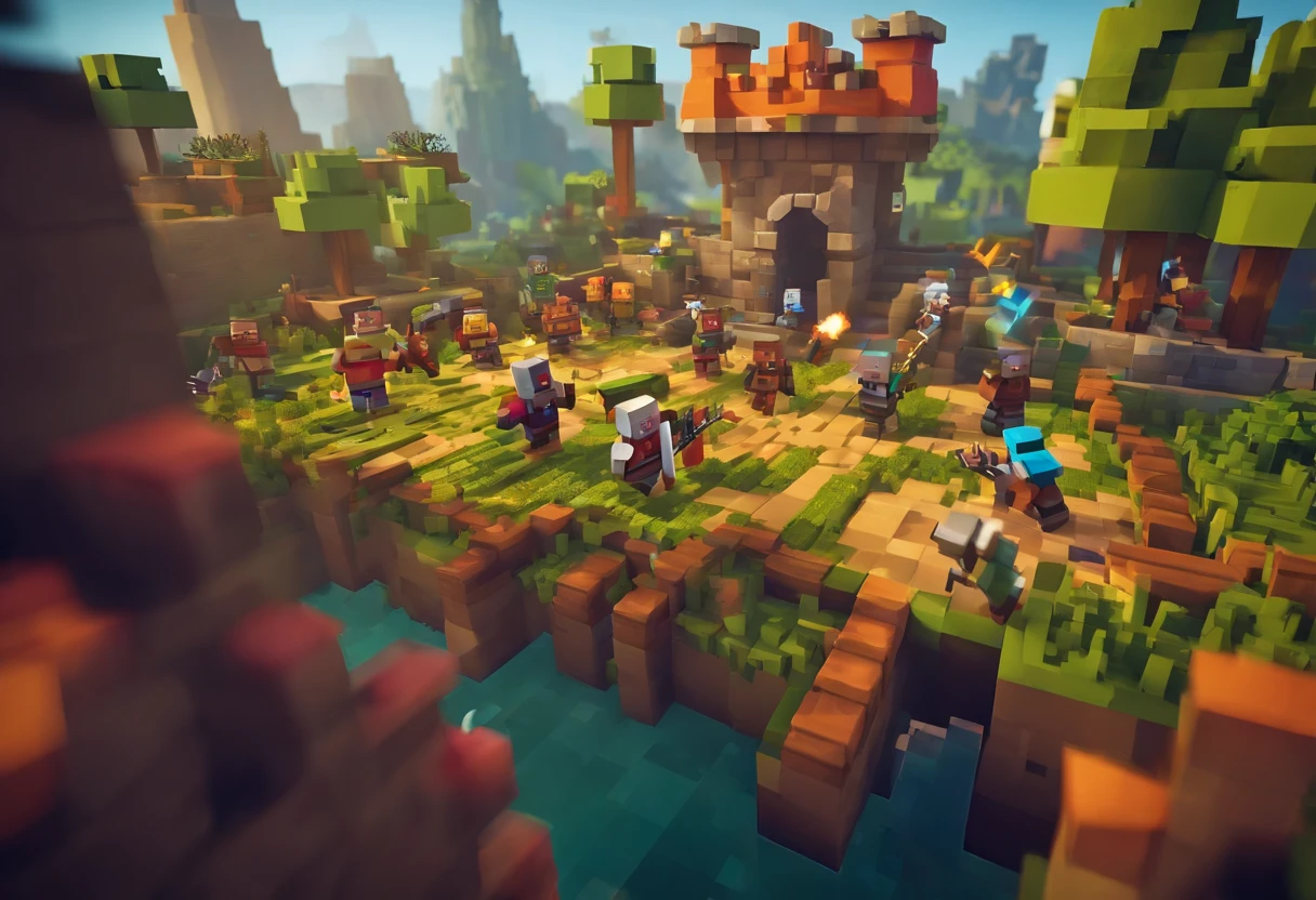 Steve is being attacked by other players wielding swords in Minecraft Bedwars.

Tags: intense action, detailed characters, dynamic movement, competitive gaming, pixelated graphics, multiplayer chaos, high energy, adrenaline rush, epic battles, virtual combat, intense PvP, strategic gameplay, immersive experience, teamwork, fast-paced action, intense sword fights, thrilling moments, nail-biting suspense, high-stakes competition, power-ups, intense sound effects.

Medium: Pixel art

Additional details: Steve is wearing diamond armor, his opponents are wearing different colored armors, there are multiple players simultaneously attacking Steve, swords clashing, explosive animations, various battlefield structures, random projectiles flying, glowing enchantments on the swords, intense particle effects, vibrant colors, aerial view of the game, vibrant Minecraft environment, resource gathering in progress.

Image quality: (best quality:1.2), ultra-detailed, (realistic:1.37), sharp focus, vivid colors, dynamic lighting.

Artistic style: Video game artwork, multiplayer gaming illustration.

Color palette: Bright and vibrant colors, contrasting highlights and shadows.

Lighting: Bright and dynamic lighting, focused on the action, dramatic shadows and highlights to enhance the intensity of the battle.

Note: Please remember to translate the prompt into Chinese before using it in the AI model.
