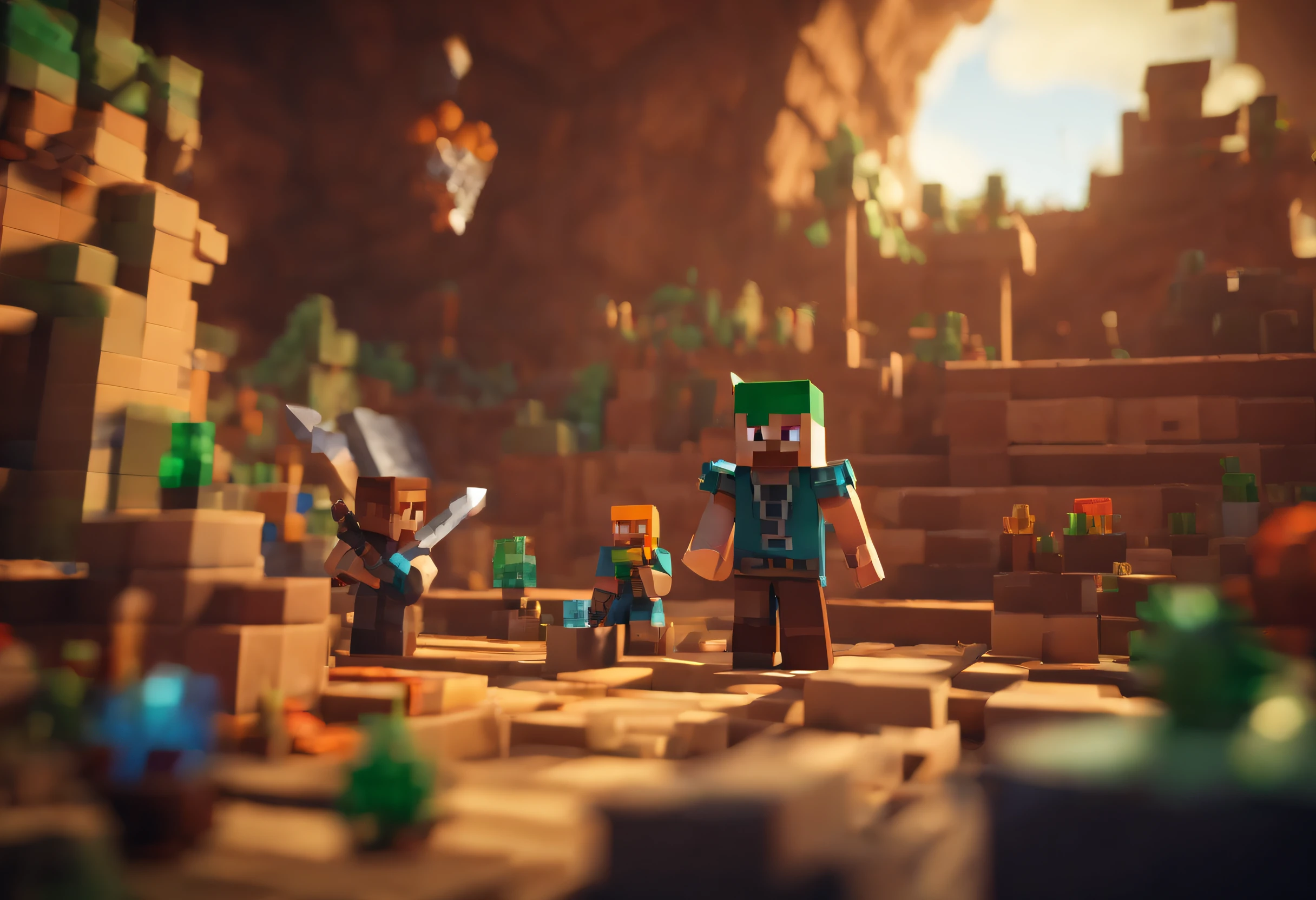 Steve is being attacked by other players wielding swords in Minecraft Bedwars.
Tags: intense action, detailed characters, dynamic movement, competitive gaming, pixelated graphics, multiplayer chaos, high energy, adrenaline rush, epic battles, virtual combat, intense PvP, strategic gameplay, immersive experience, teamwork, fast-paced action, intense sword fights, thrilling moments, nail-biting suspense, high-stakes competition, power-ups, intense sound effects.
Medium: Pixel art
Additional details: Steve is wearing diamond armor, his opponents are wearing different colored armors, there are multiple players simultaneously attacking Steve, swords clashing, explosive animations, various battlefield structures, random projectiles flying, glowing enchantments on the swords, intense particle effects, vibrant colors, aerial view of the game, vibrant Minecraft environment, resource gathering in progress.
Image quality: (best quality:1.2), ultra-detailed, (realistic:1.37), sharp focus, vivid colors, dynamic lighting.
Artistic style: Video game artwork, multiplayer gaming illustration.
Color palette: Bright and vibrant colors, contrasting highlights and shadows.
Lighting: Bright and dynamic lighting, focused on the action, dramatic shadows and highlights to enhance the intensity of the battle.
Note: Please remember to translate the prompt into Chinese before using it in the AI model.