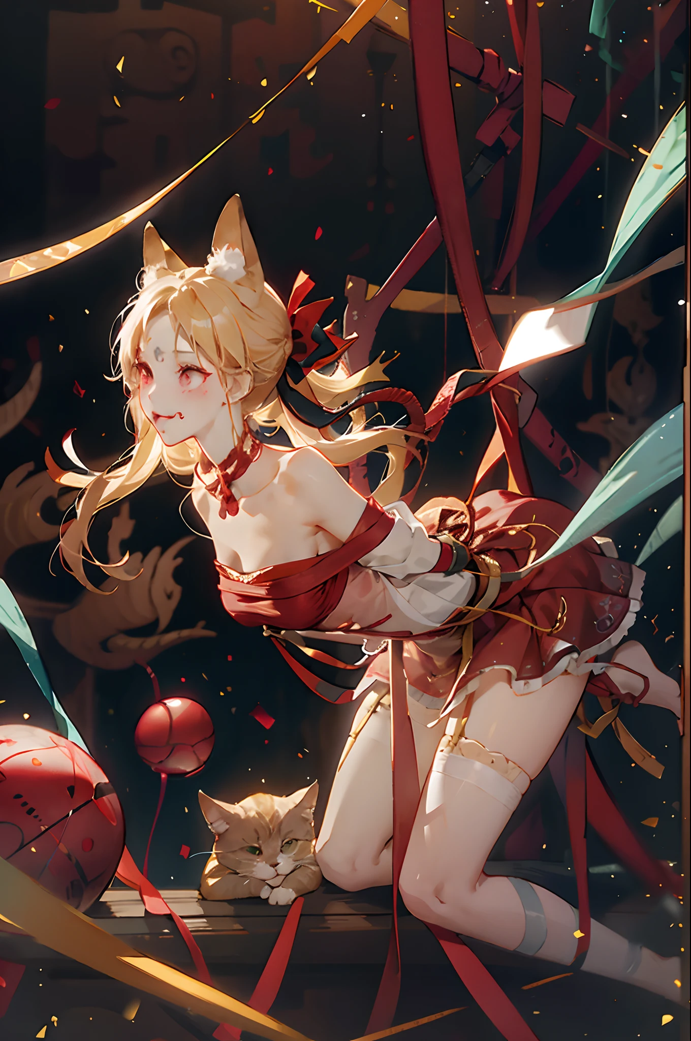 tmasterpiece,1girll,独奏,blond hairbl,exposed bare shoulders,,(all fours:1.3)(Highest image quality), (Works of masters), (Detailed description of the eyes), (8k wallpaper), (Detailed depiction of faces),onbed(imid shot:0.95), (full bodyesbian:1.25),(Solo:1.4) ,(1girll:1.2),Cute and beautiful,((Viru has long hair)),Arms_Behind_back, Ball_gag, BDSM, Bondage, Bound, Bound_Ankles, Bound_Arms, Bound_Legs, Bound_wrists, box_tie, breast enhancement_Bondage, Crotch_Cord, gag, Gagged, Red_Cord, srestrained , Cord, shibari, shibari_polypubic hair_clothes, Tape_gag, shinomiya_Kaguya, Cloth_gag, improvisation_gag, cleave_gag, Tied_Up_\(Nonsexual\), bit_gag, Suspension, bangs, frogs, parted_bangs, Tape, femdom, Red_Eyes, Breasts, saliva, ribbon_Bondage, nase_Blush, White_legwear,shift dresses,锁链,lookingat_at_peeping at the viewer,Be red in the face,1girll,Long_Sleeves,ring_gag,spreader_Bar,skin indentation,Looking_To_The_Side,cat ear,mitts,exposed bare shoulders,full bodyesbian,drools