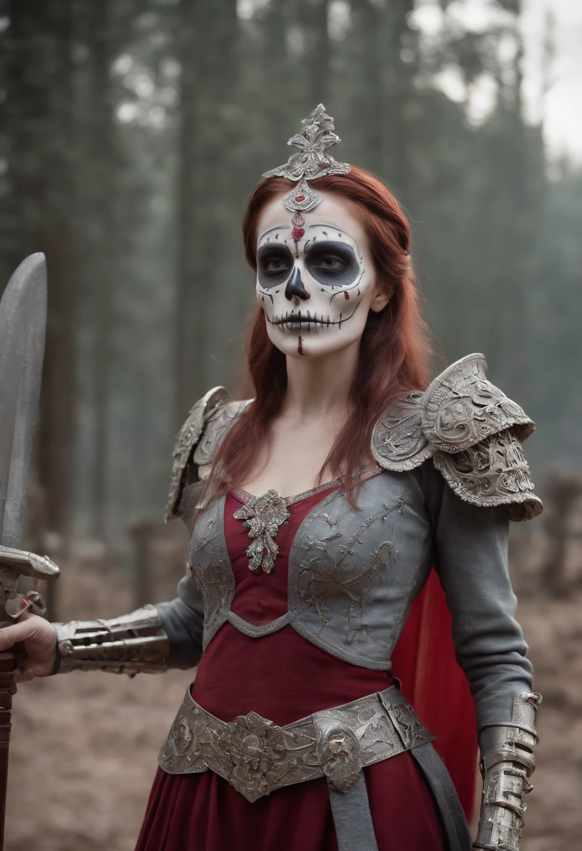 (tmasterpiece, Alta calidad, absurdos), Hembra de cuerpo completo, (Reina de los muertos:1.1), pale-skin, Spears, (Sangre en armas:1.2), (Intricate skeleton armor in crimson and gray:1.3), Costillas expuestas , Pelo largo y blanco, (fantasy background:1.3), Epic atmosphere, Asombroso detalle, imaginativo, 8k, Antecedentes del cementerio, onimous, O spirit